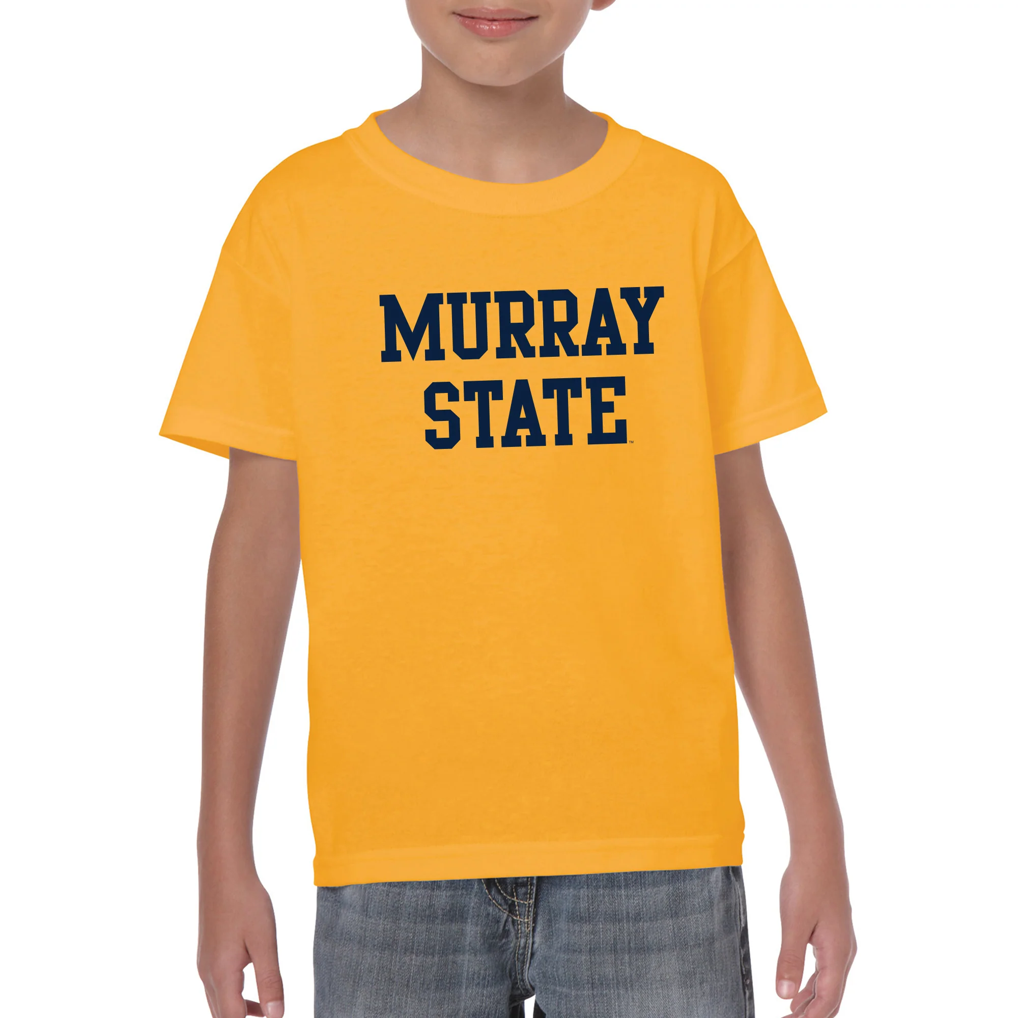Murray State University Racers Basic Block Youth Short Sleeve T Shirt - Gold - Image 3