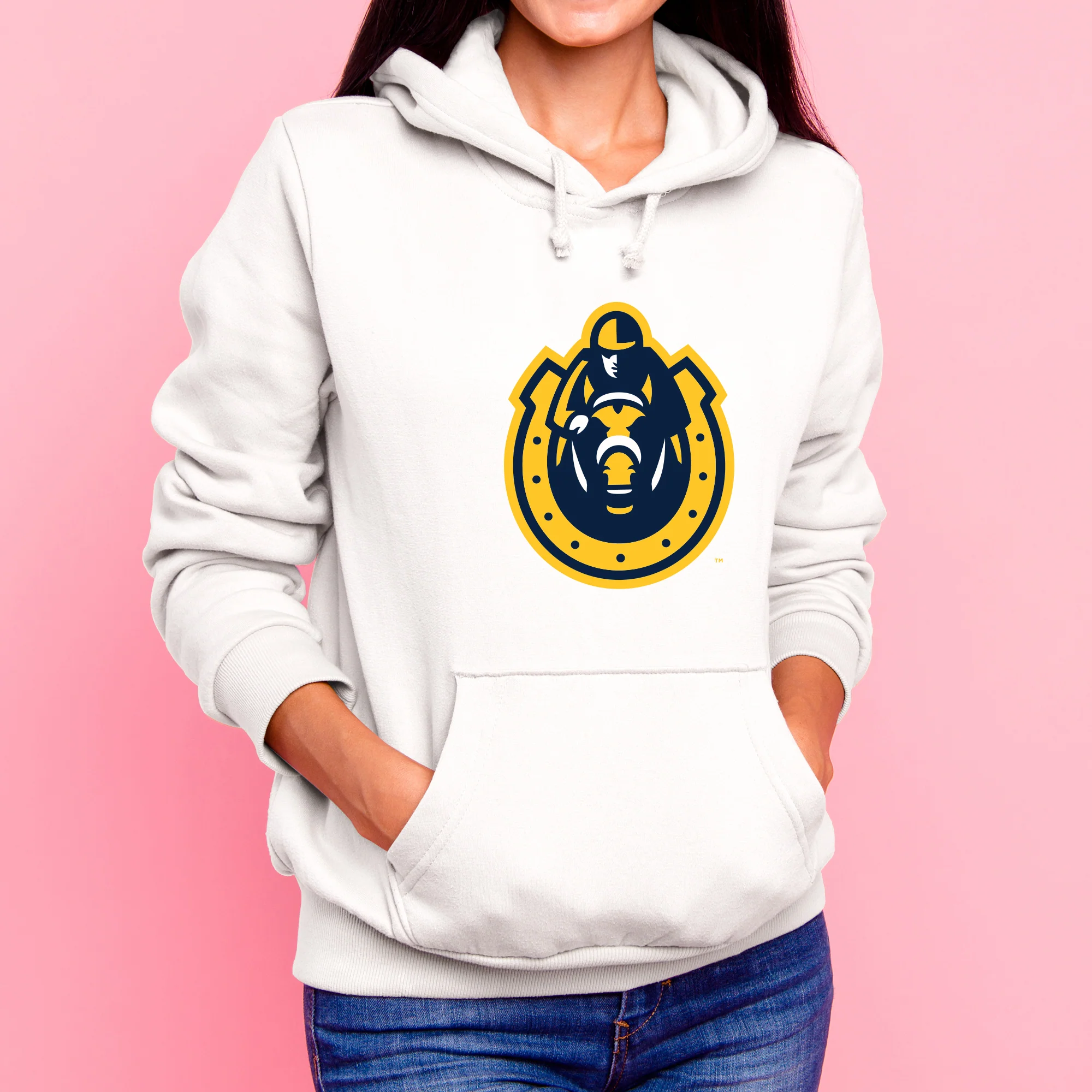 Murray State University Racers Primary Logo Heavy Blend Hoodie - White - Image 4