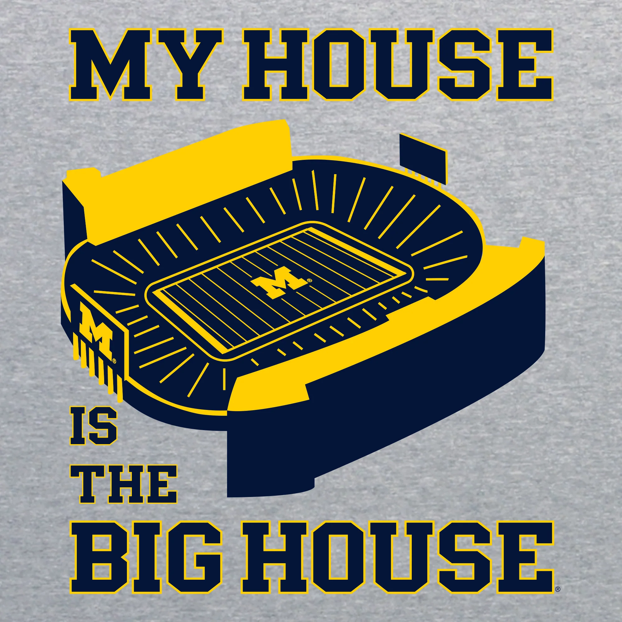 My House Is The Big House University of Michigan NLA T Shirt - Heather Grey - Image 2