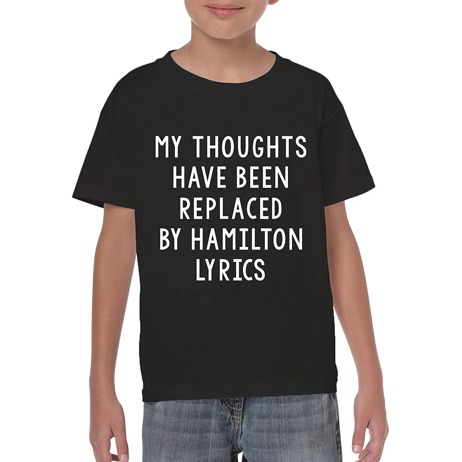 My Thoughts Have Been Replaced With Hamilton Lyrics Funny Graphic T Shirt - Youth - Black - Image 4