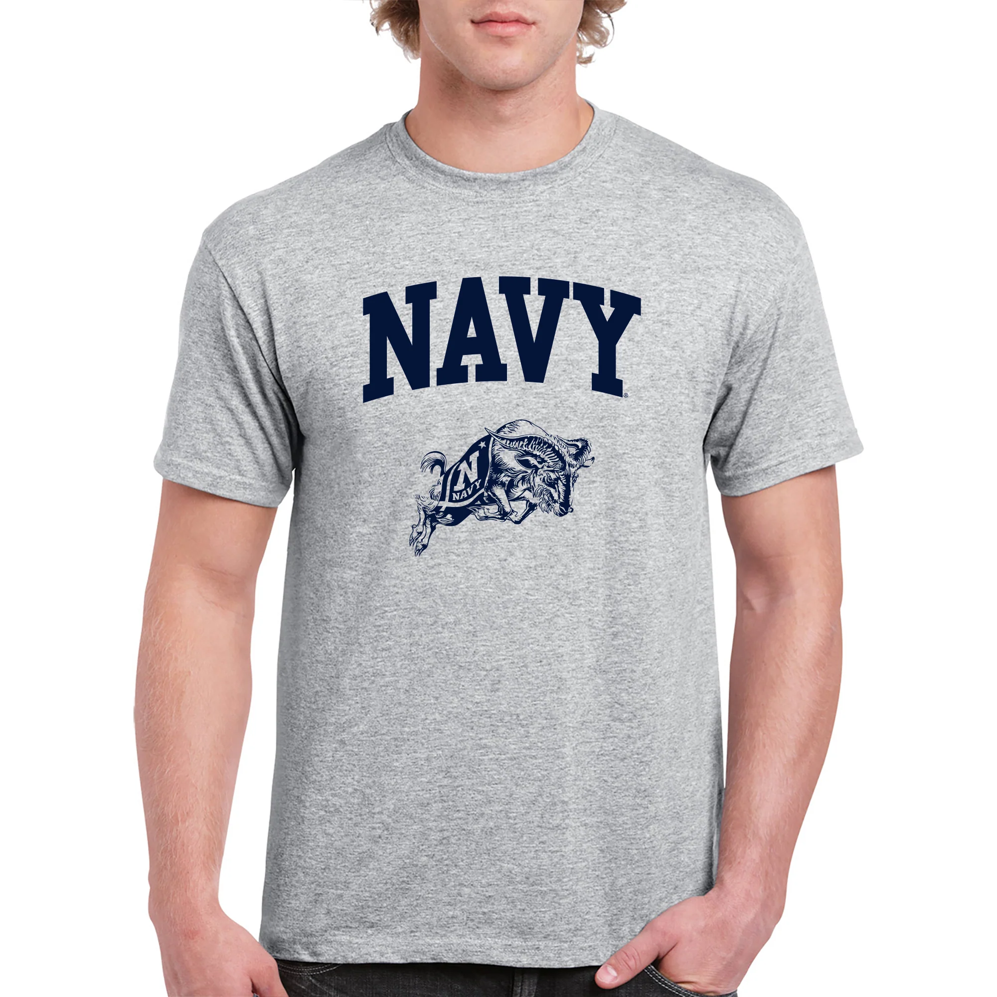 United States Naval Academy Midshipmen Arch Logo Short Sleeve T Shirt - Sport Grey - Image 3