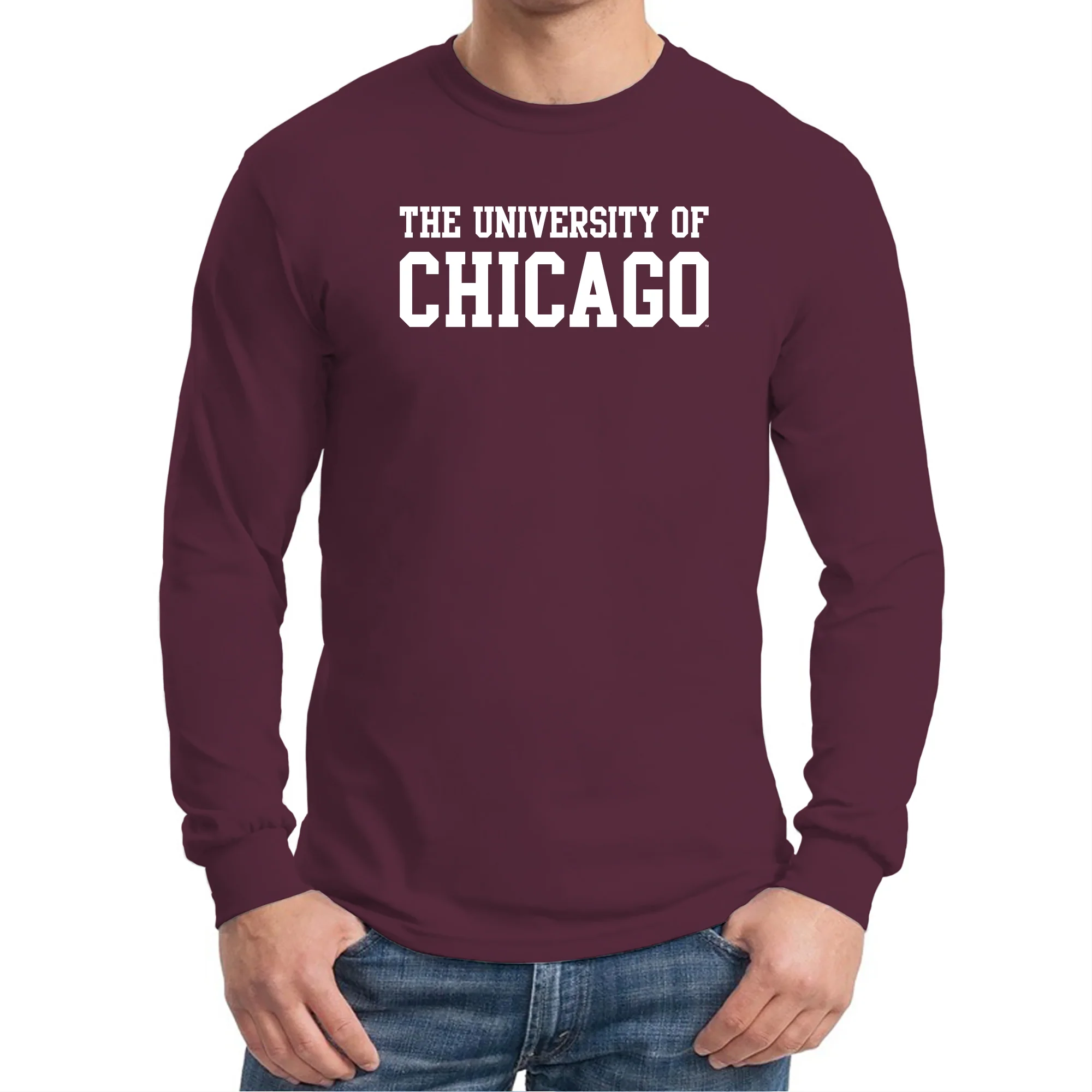 University of Chicago Maroons Basic Block Long Sleeve T-Shirt - Maroon - Image 3
