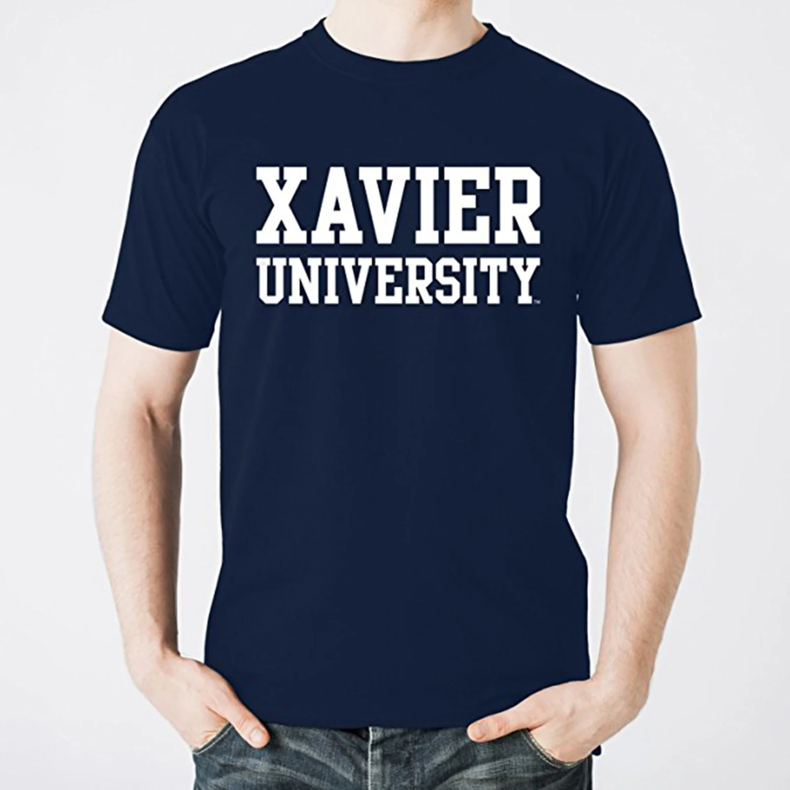 Xavier University Musketeers Basic Block Short Sleeve T Shirt - Navy - Image 4