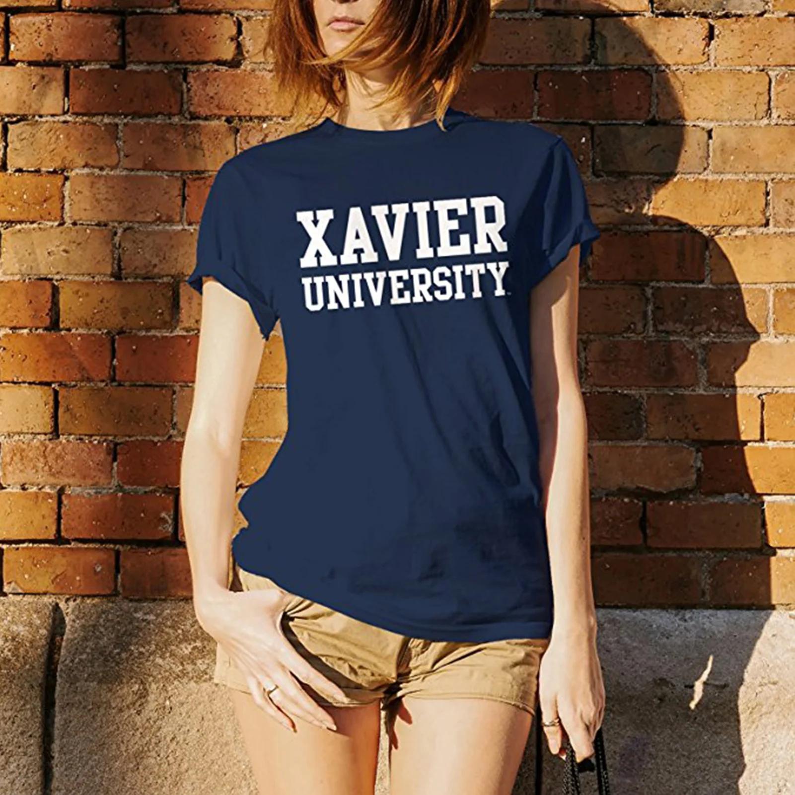 Xavier University Musketeers Basic Block Short Sleeve T Shirt - Navy - Image 5