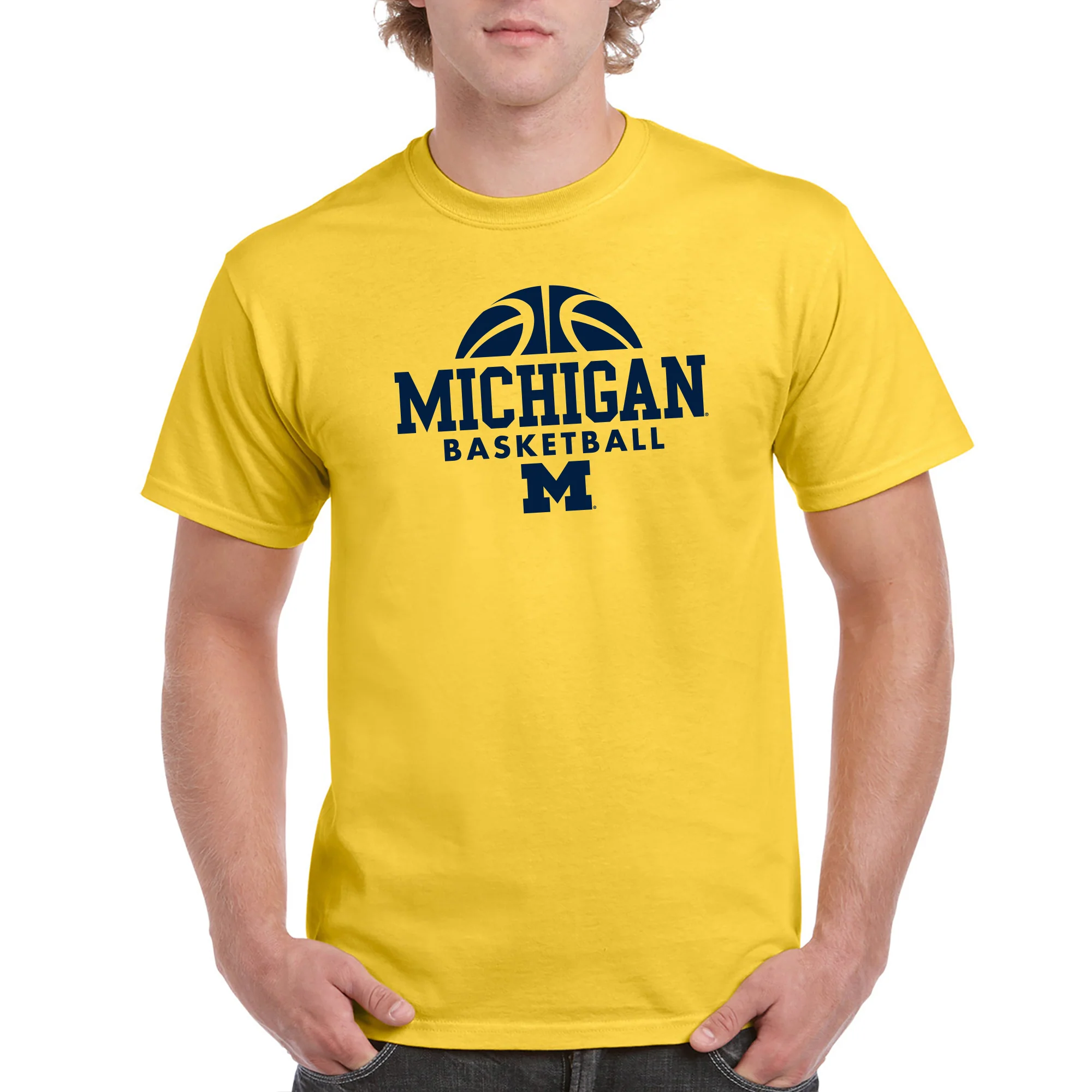 Basketball Hype Michigan Basic Cotton Short Sleeve T Shirt - Maize - Image 3