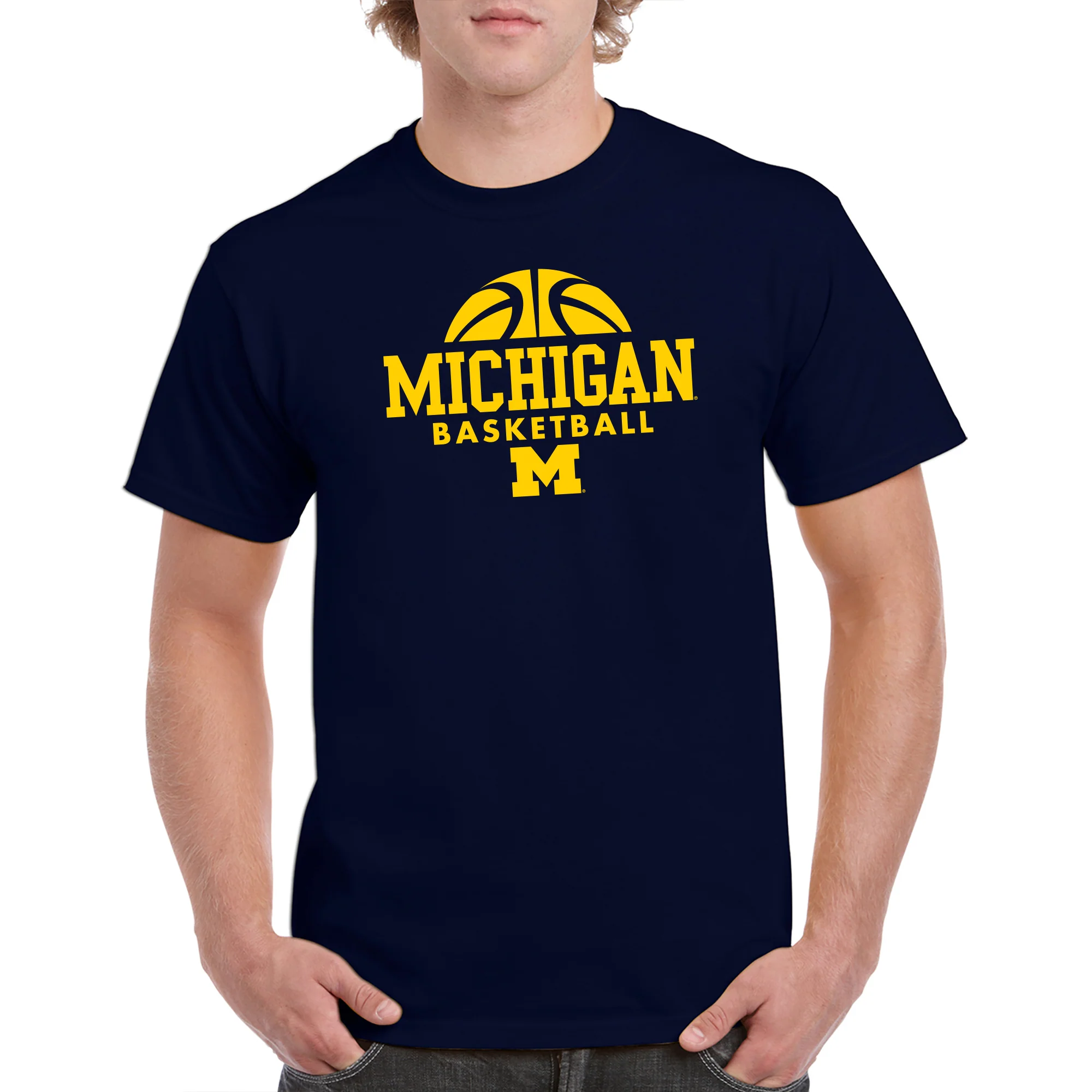 Basketball Hype Michigan Basic Cotton Short Sleeve T-Shirt - Navy - Image 3