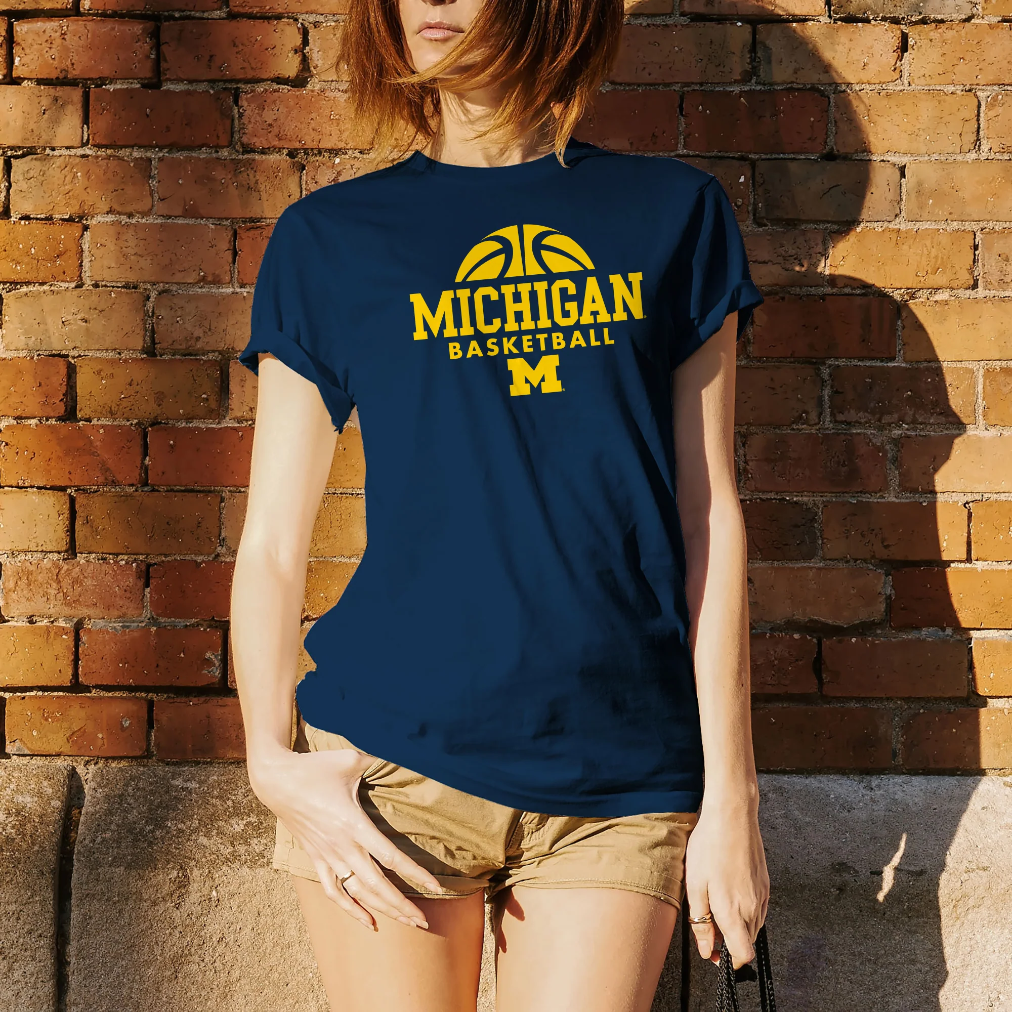 Basketball Hype Michigan Basic Cotton Short Sleeve T-Shirt - Navy - Image 4