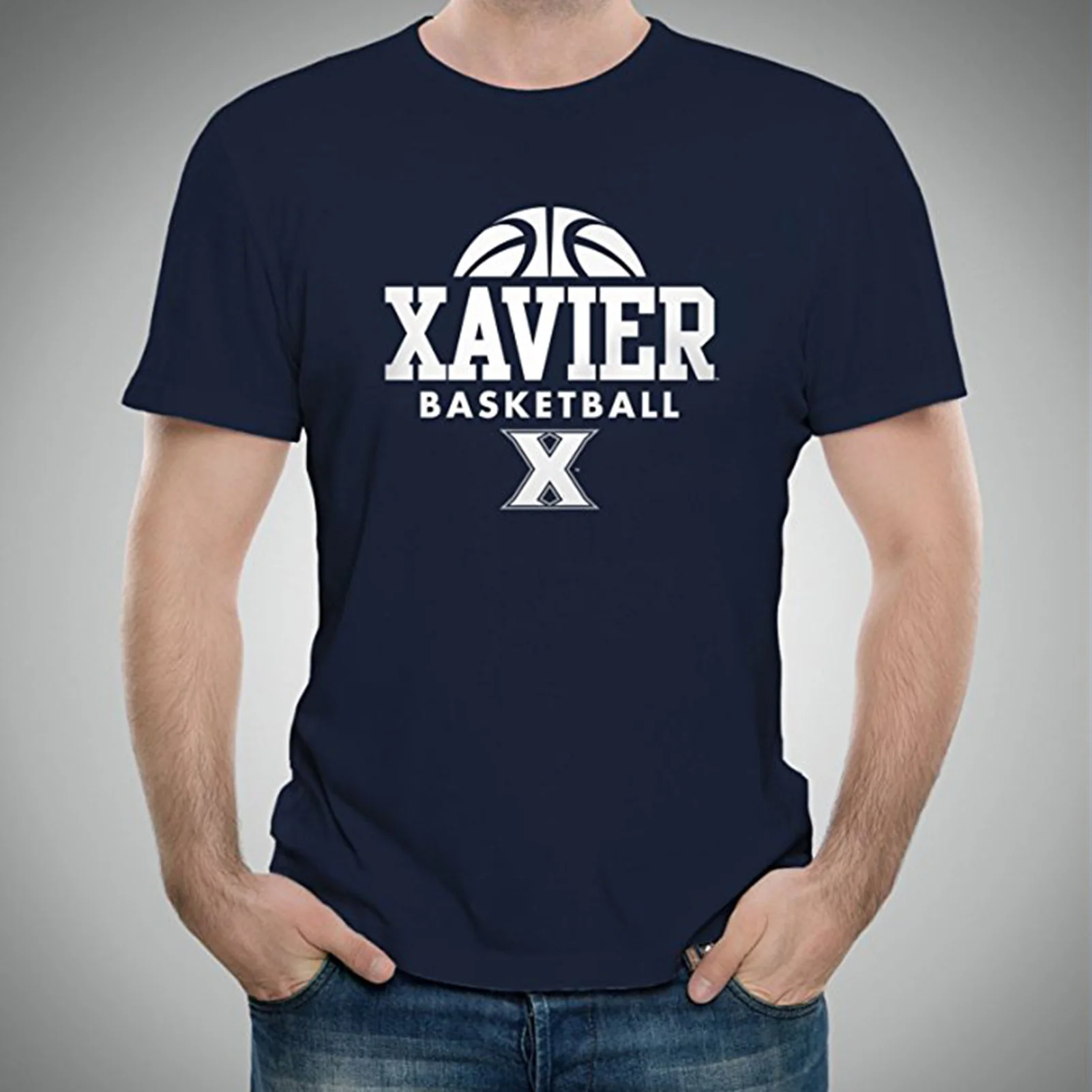 Xavier University Musketeers Basketball Hype Short Sleeve T Shirt - Navy - Image 4