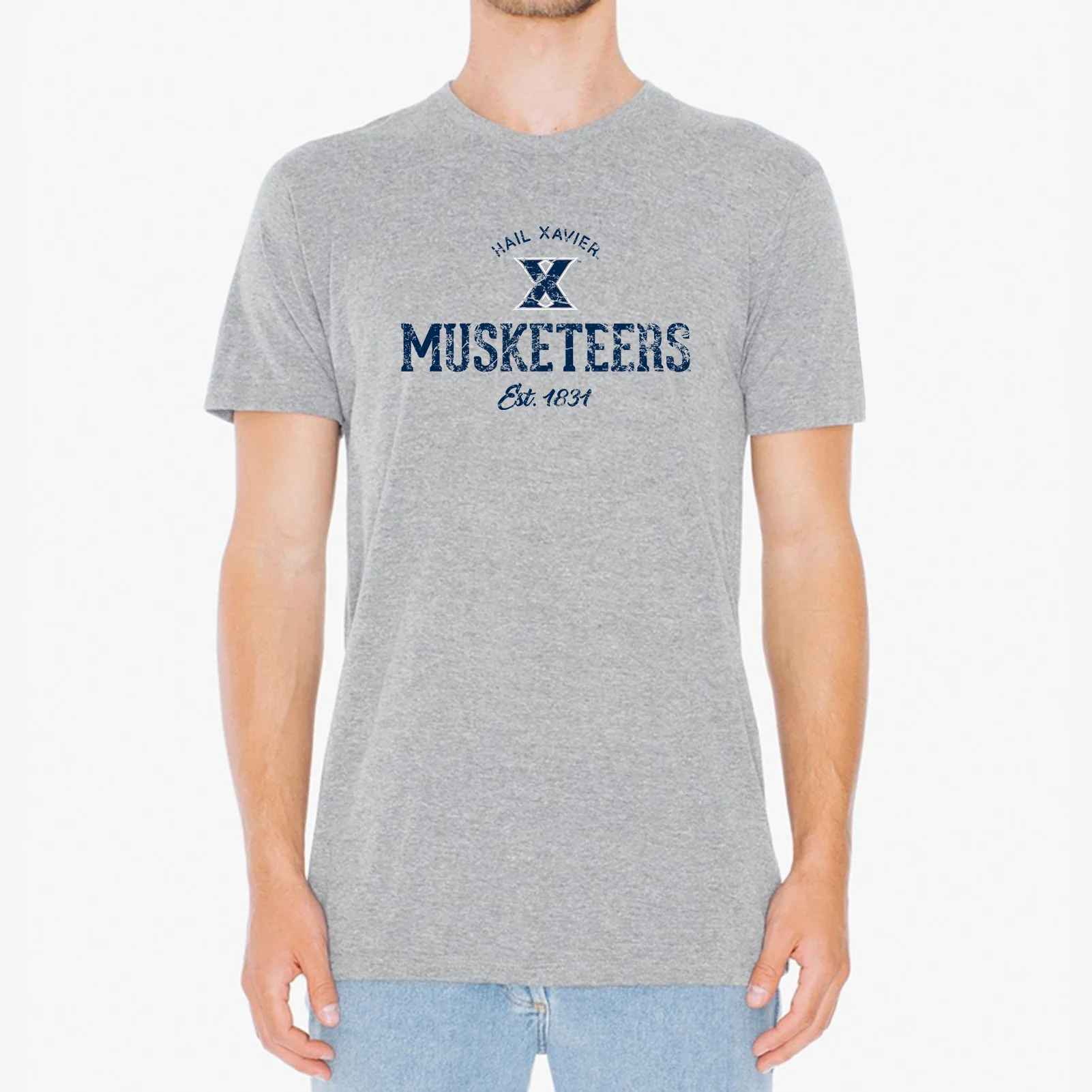 Xavier University Musketeers Established Arch Logo Short Sleeve T-Shirt - Sport Grey - Image 4