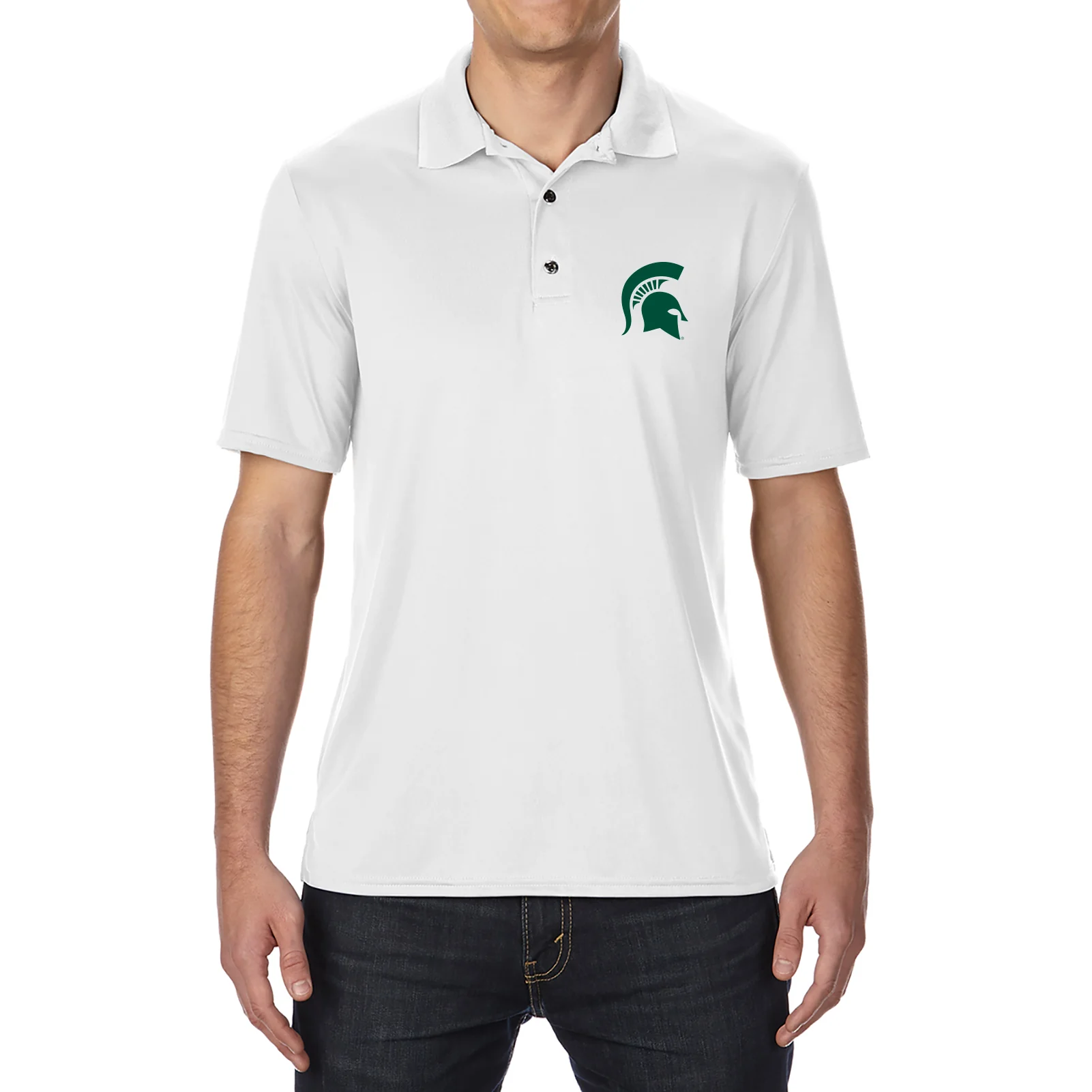 NCAA Primary Logo Left Chest Polo Michigan State - White - Image 3