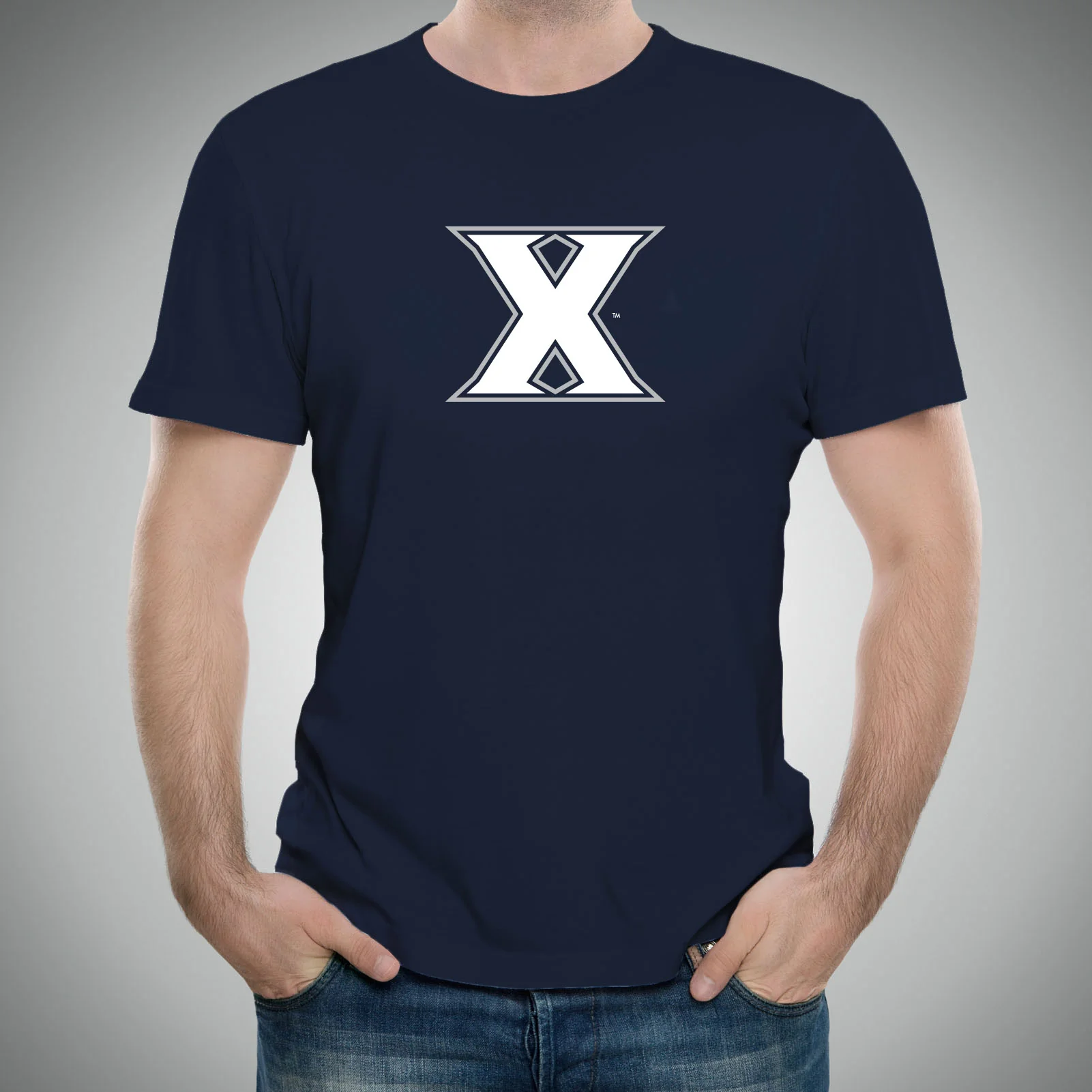 Xavier University Musketeers Primary Logo Short Sleeve T Shirt - Navy - Image 4