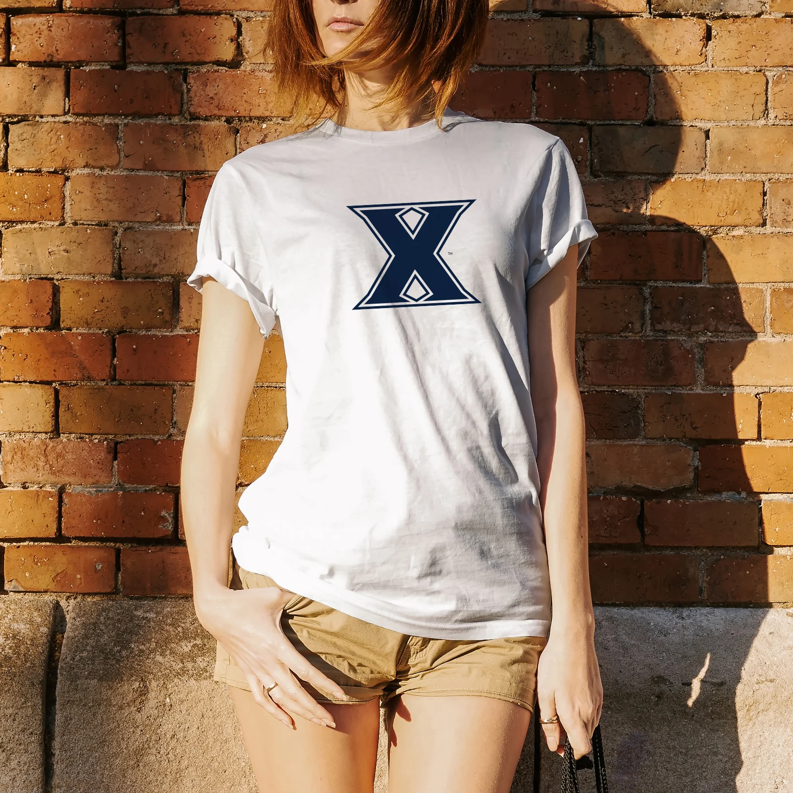 Xavier University Musketeers Primary Logo Short Sleeve T Shirt - White - Image 4
