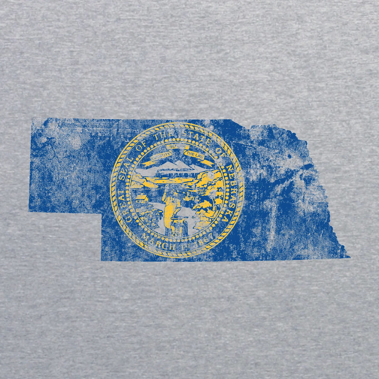 Nebraska Distressed State Flag Outline Crewneck Sweatshirt - Sport Grey - Image 2
