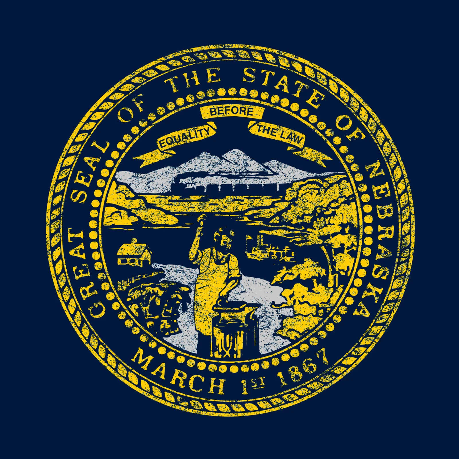 Nebraska State Flag NLA T-Shirt - Midnight Navy - Image 2