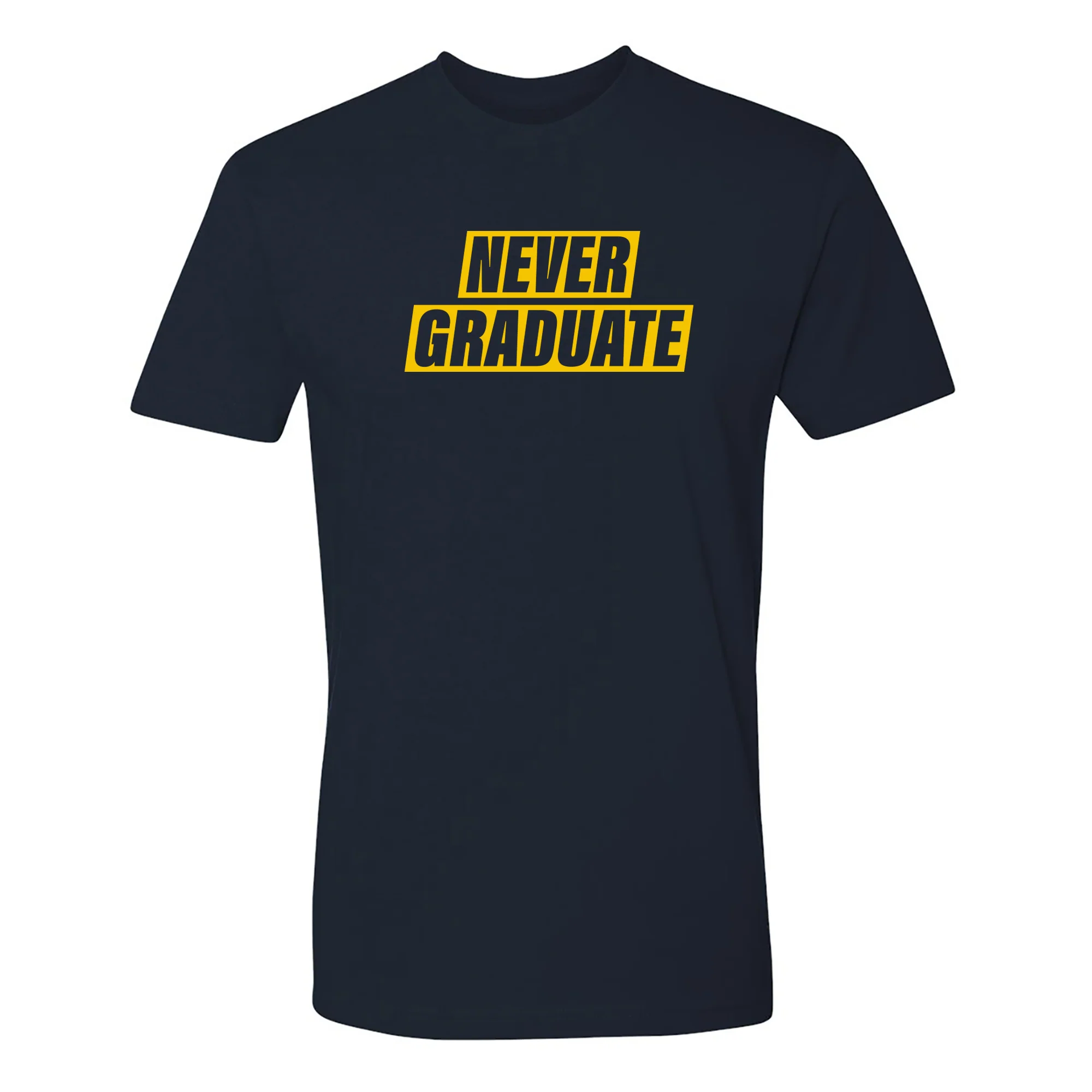 Never Graduate NLA T-Shirt - Midnight Navy w/ Maize Print