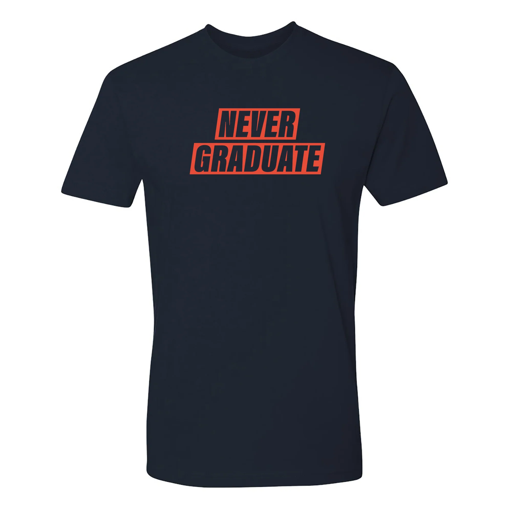 Never Graduate NLA T-Shirt - Midnight Navy w/ Orange Print