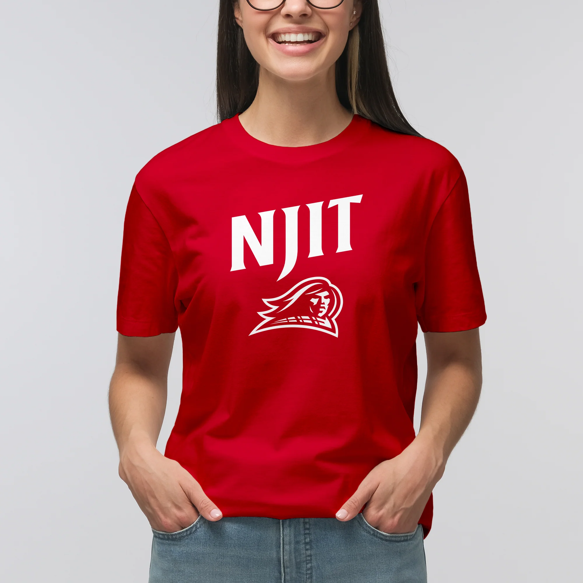New Jersey Institute of Technology Arch Logo Short Sleeve T Shirt - Red - Image 4