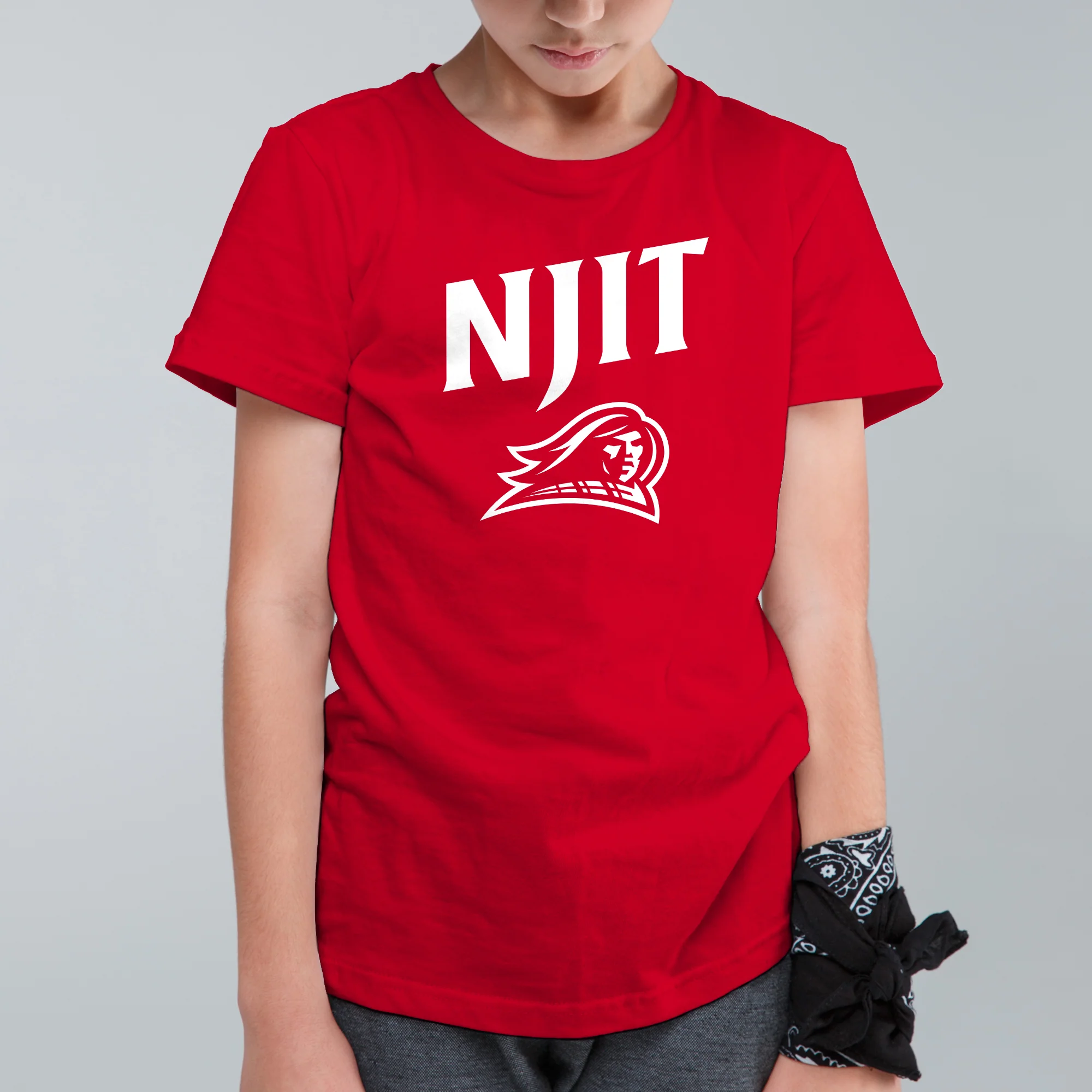New Jersey Institute of Technology Arch Logo Short Sleeve Youth T Shirt - Red - Image 3