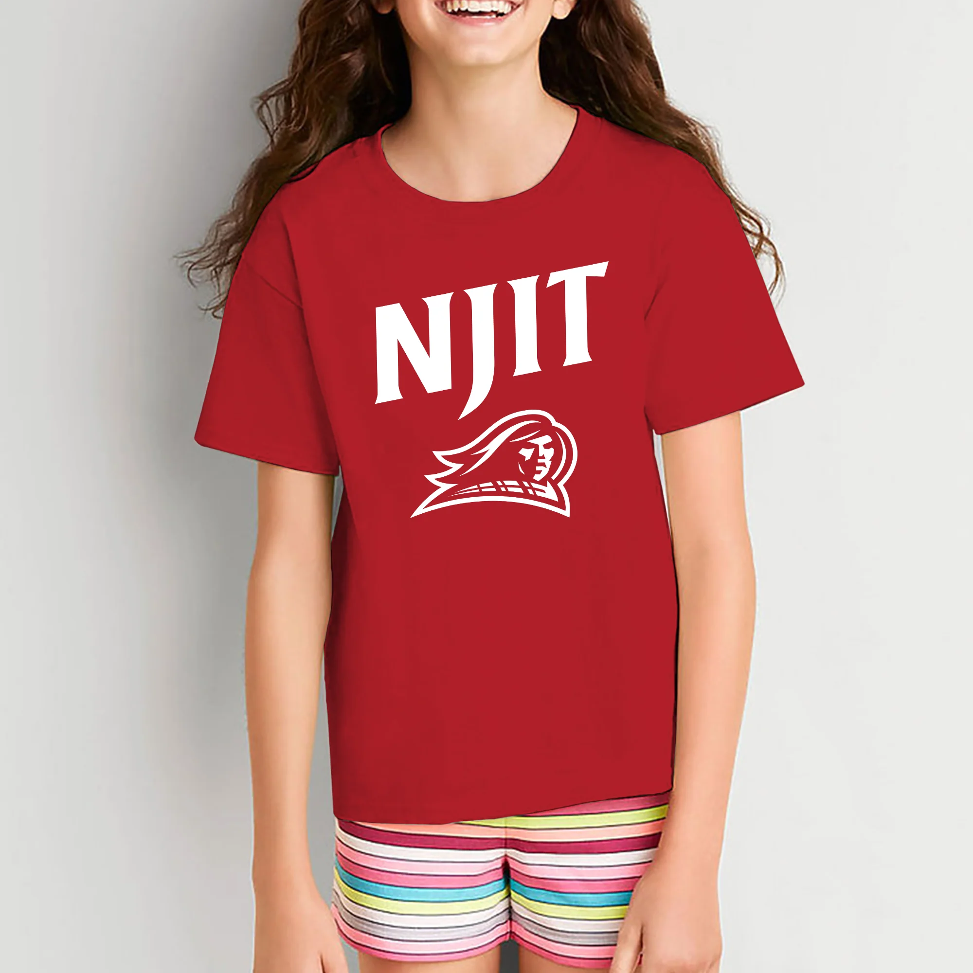New Jersey Institute of Technology Arch Logo Short Sleeve Youth T Shirt - Red - Image 4