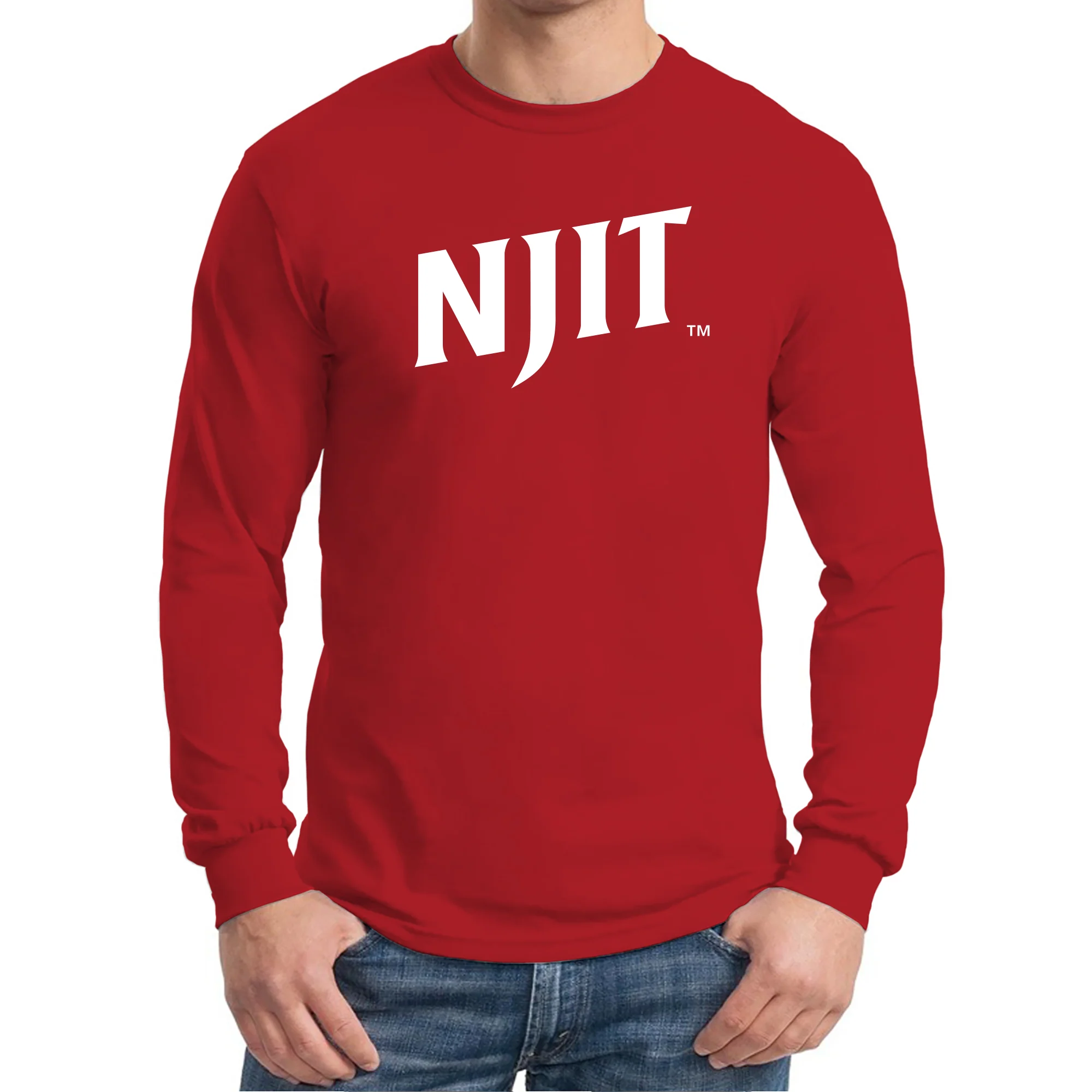 New Jersey Institute of Technology Basic Block Long Sleeve T Shirt - Red - Image 3