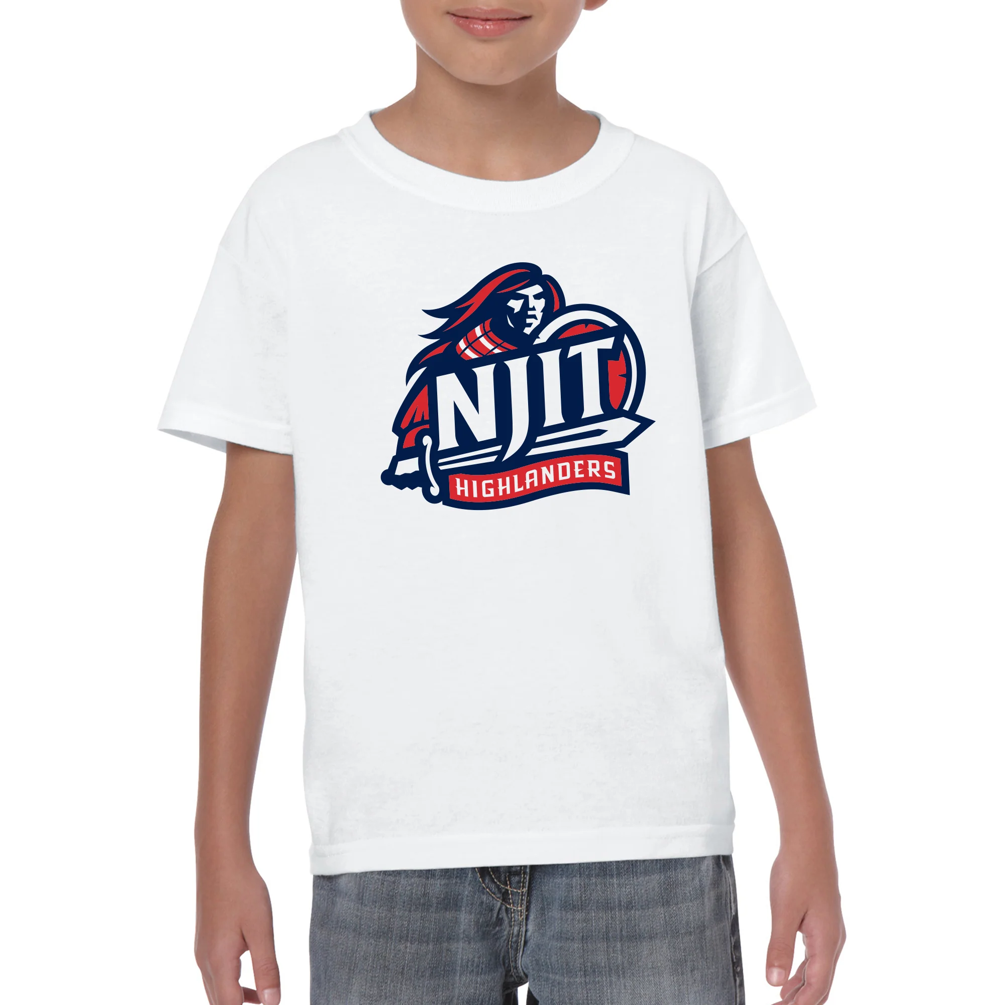 New Jersey Institute of Technology Primary Logo Short Sleeve Youth T Shirt - White - Image 3