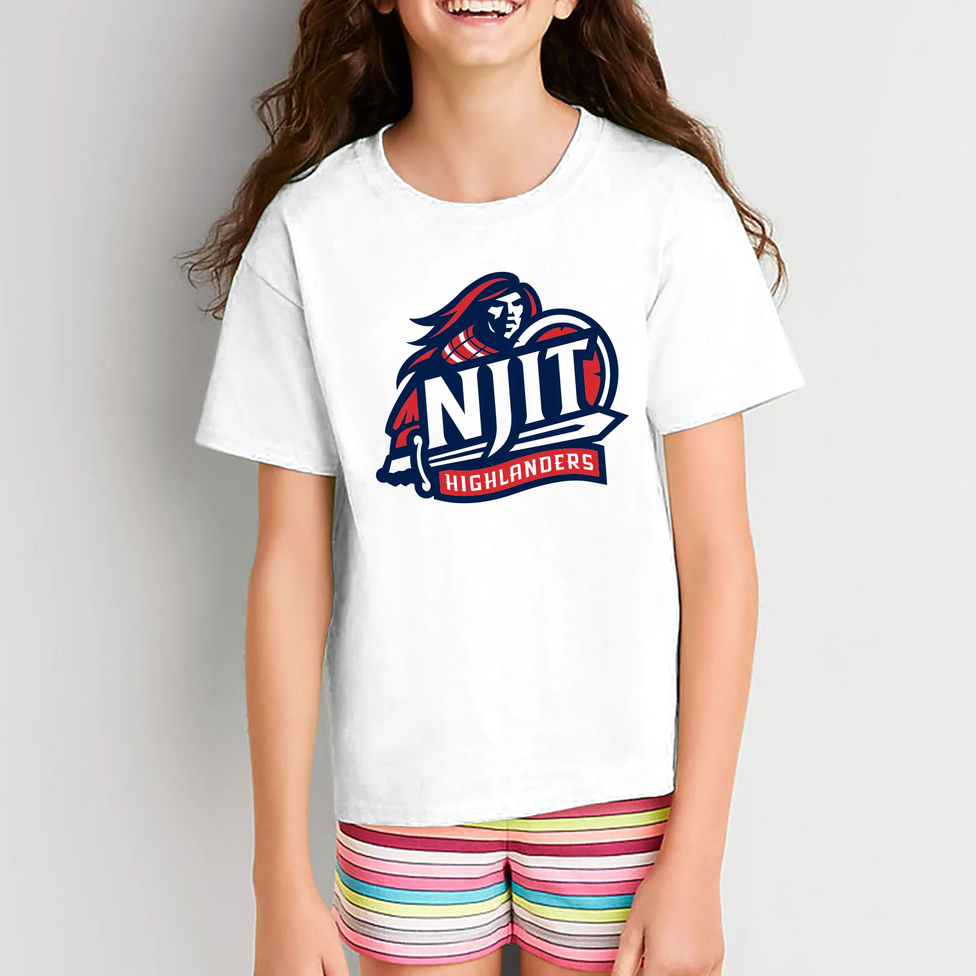 New Jersey Institute of Technology Primary Logo Short Sleeve Youth T Shirt - White - Image 4