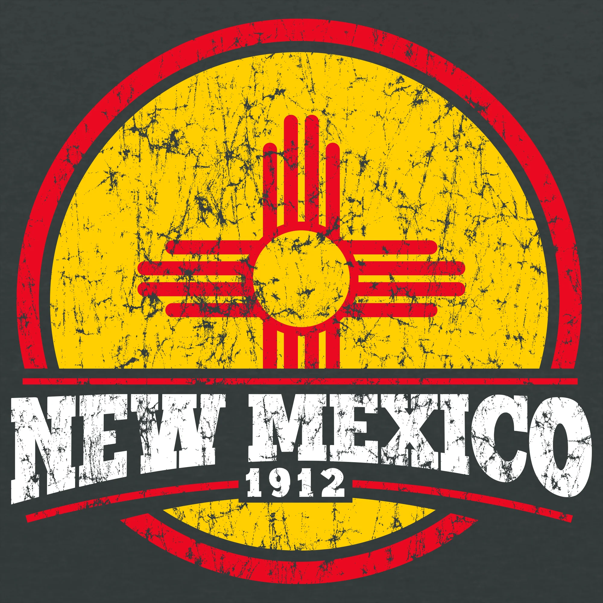 New Mexico Distressed Circle T-Shirt - Dark Heather - Image 2