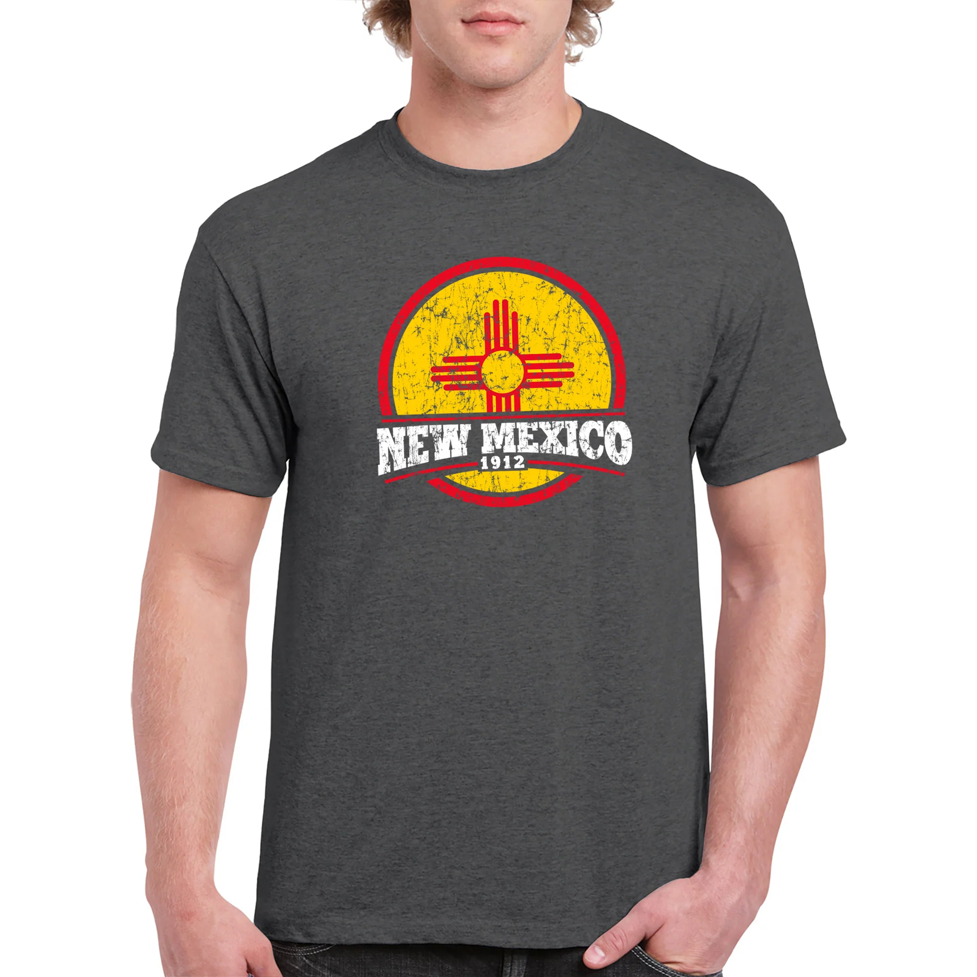 New Mexico Distressed Circle T-Shirt - Dark Heather - Image 3