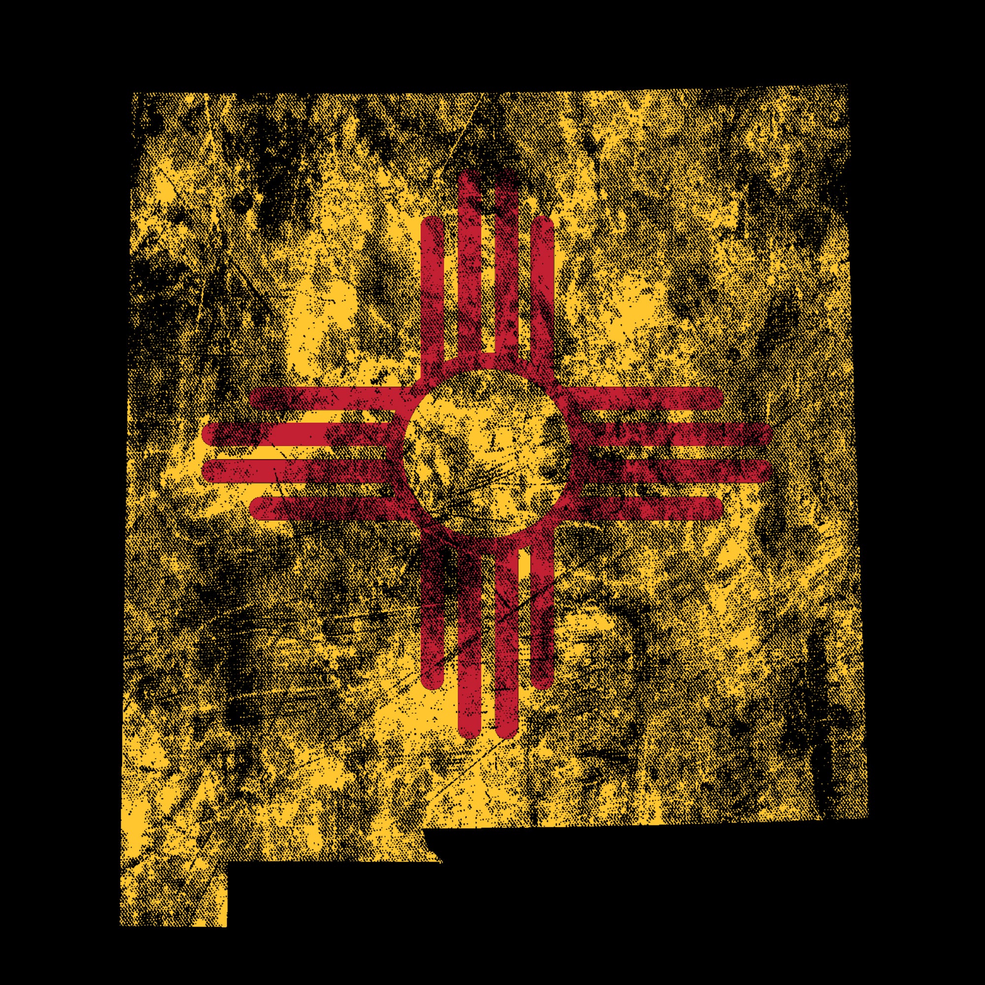 New Mexico Distressed State Flag Outline Crewneck Sweatshirt - Black - Image 2