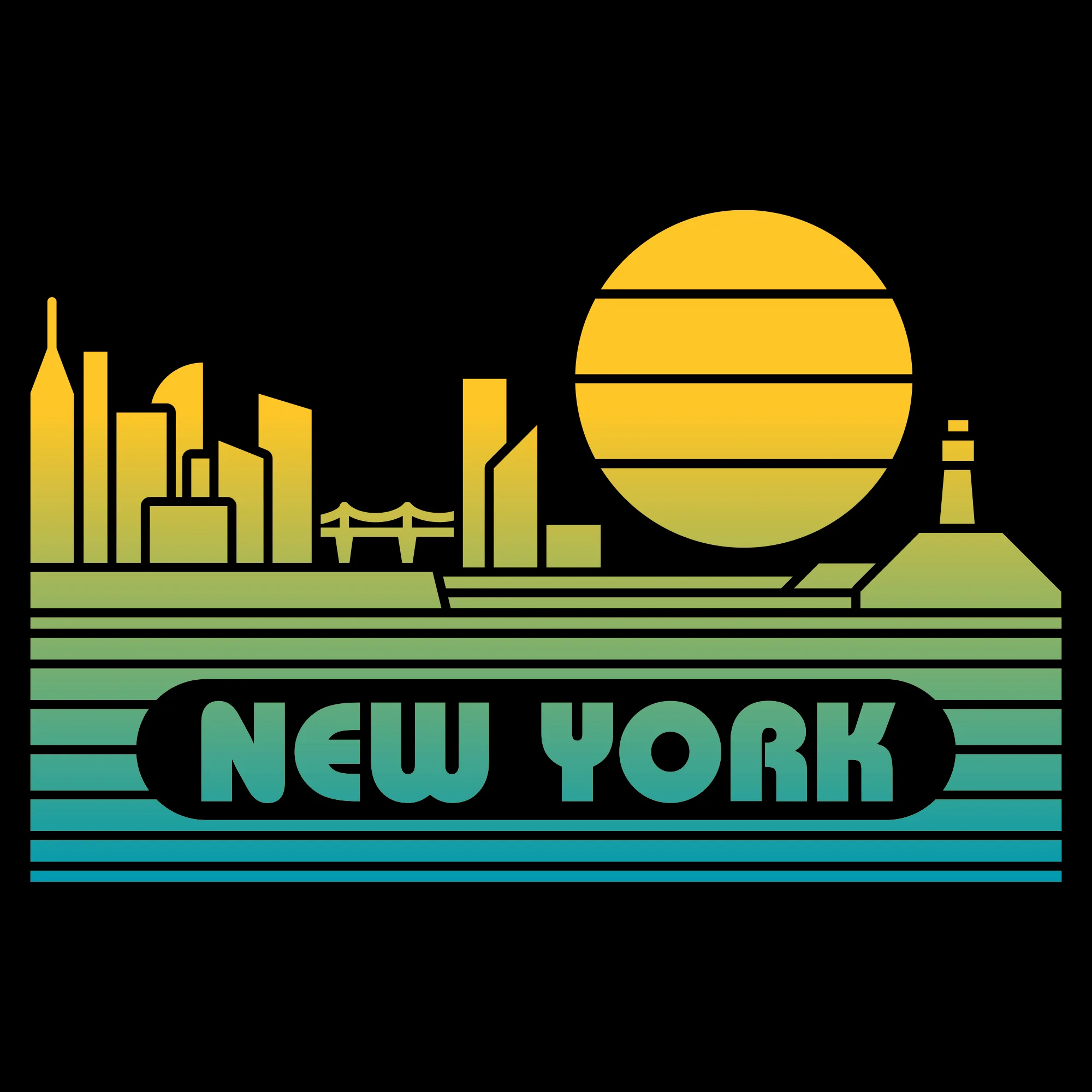 New York Groovy Sunset T-Shirt - Black - Image 2