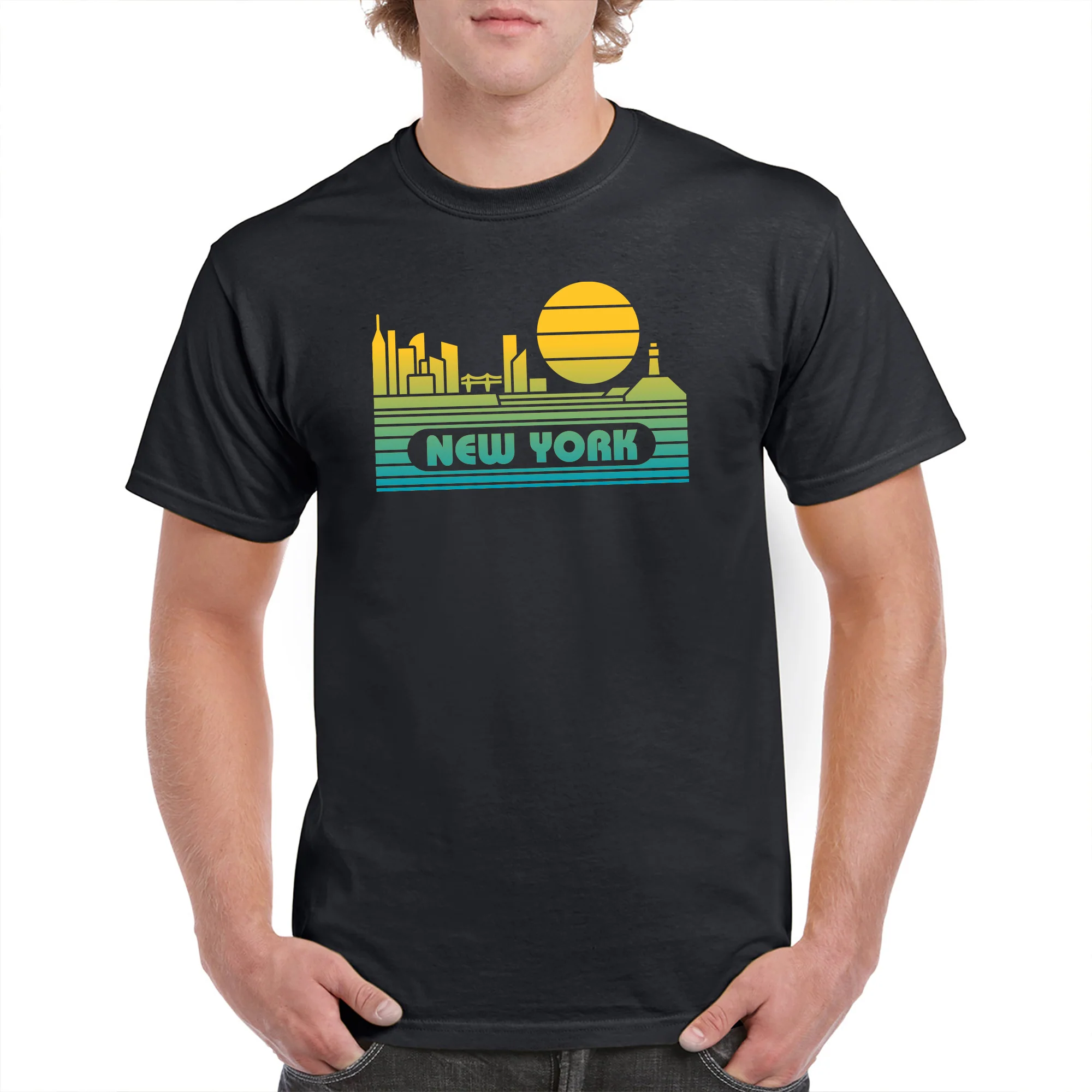 New York Groovy Sunset T-Shirt - Black - Image 3
