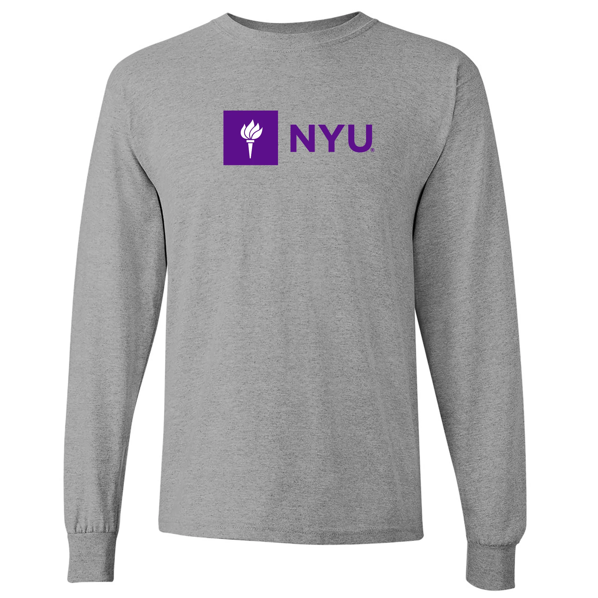 New York University Institutional Logo Long Sleeve - Sport Grey