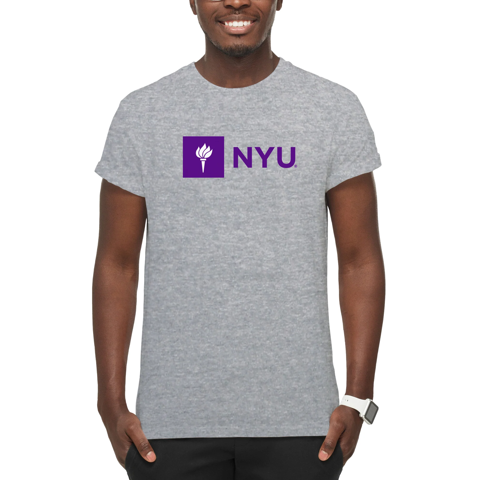 New York University Institutional Logo T-Shirt - Sport Grey - Image 3