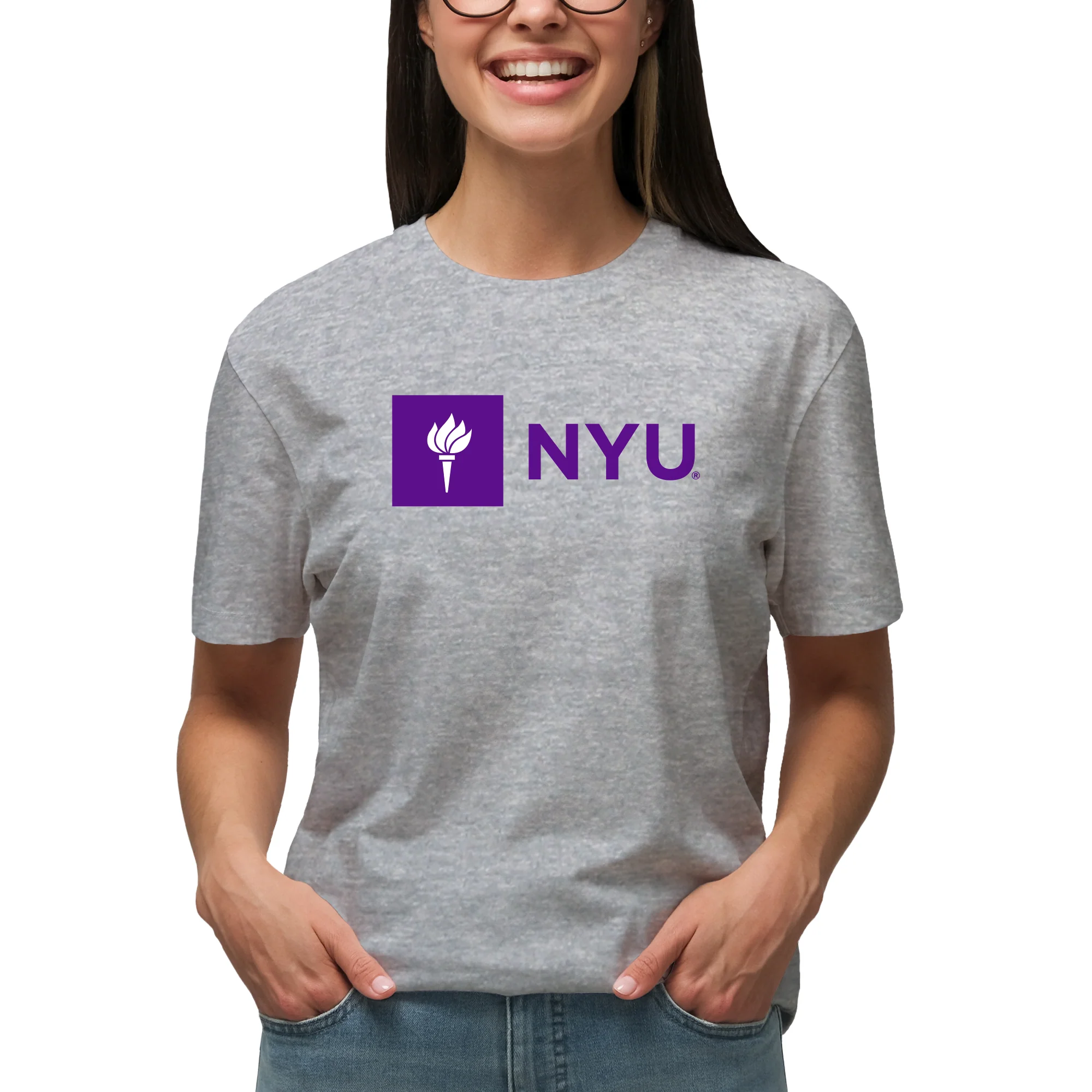 New York University Institutional Logo T-Shirt - Sport Grey - Image 4