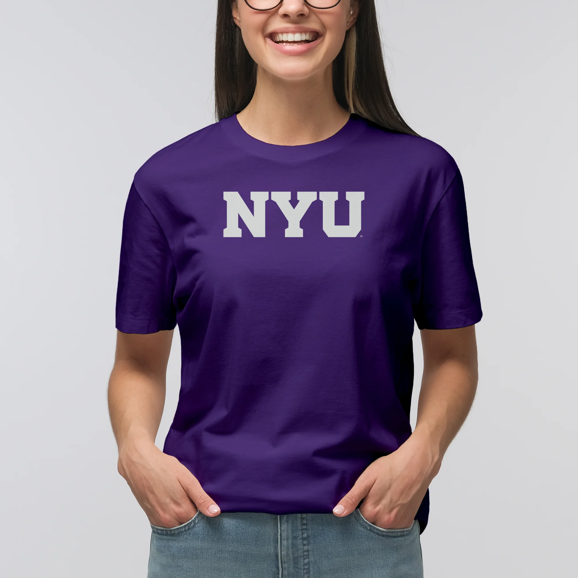 New York University Violets Basic Block T-Shirt - Purple - Image 4