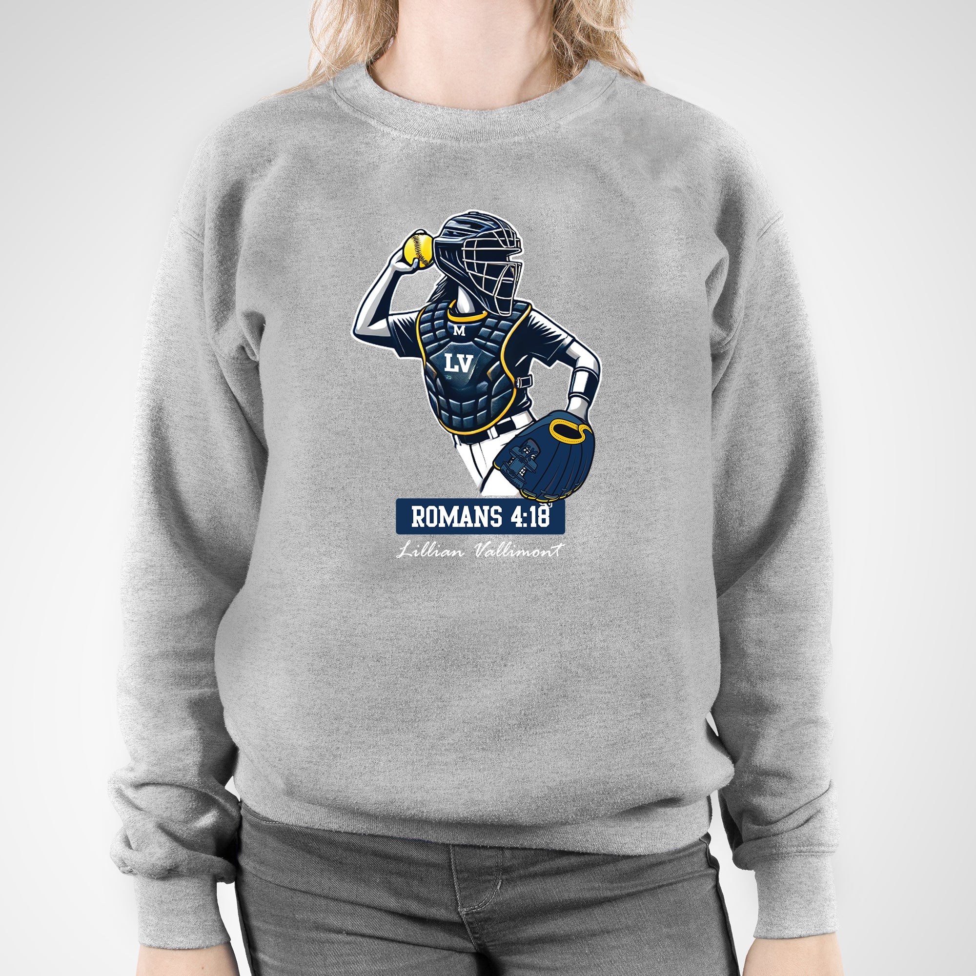 Lilly Vallimont Romans 4:18 Crewneck Sweatshirt - Sport Grey - Image 3