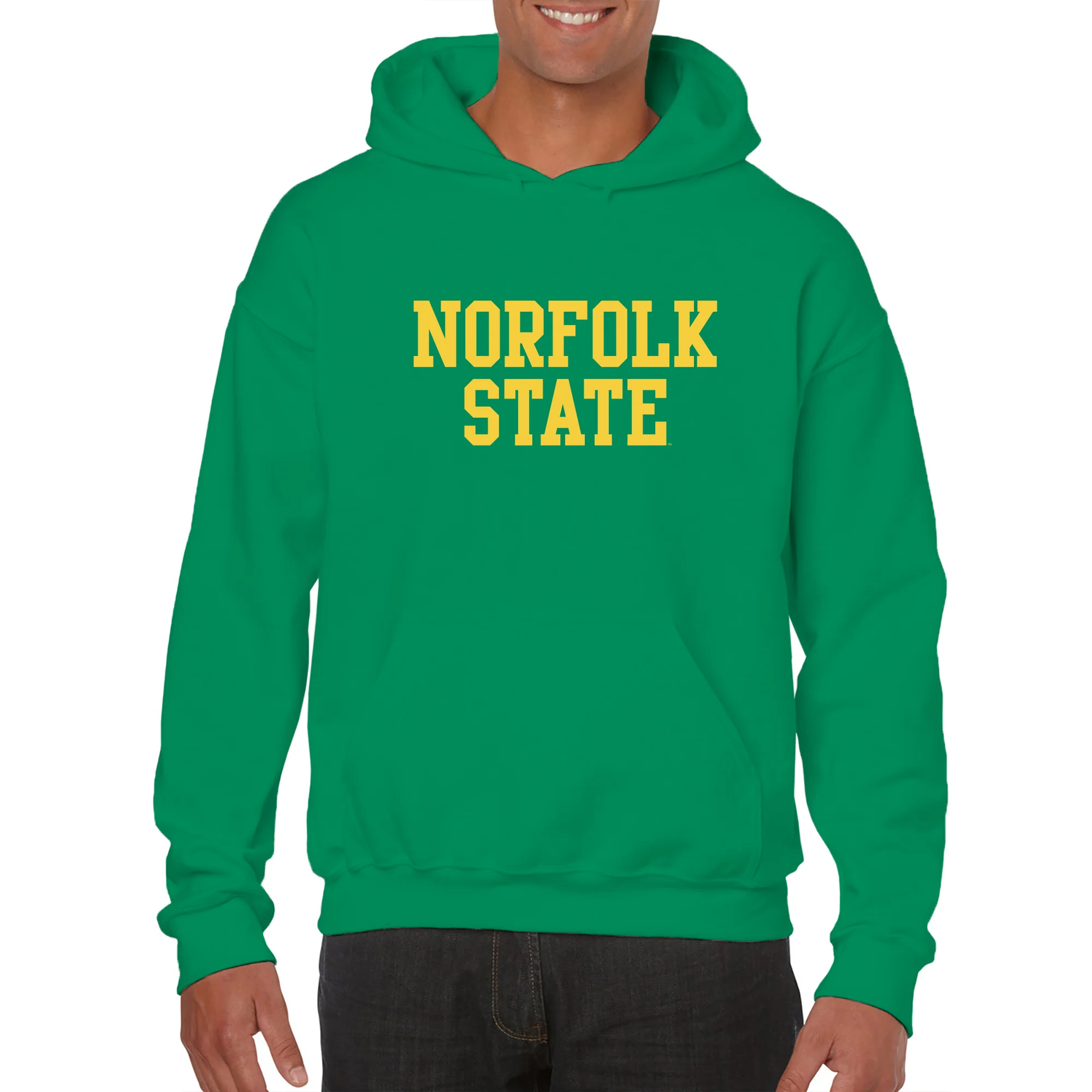 Norfolk State University Spartans Basic Block Heavy Blend Hoodie - Irish Green - Image 3