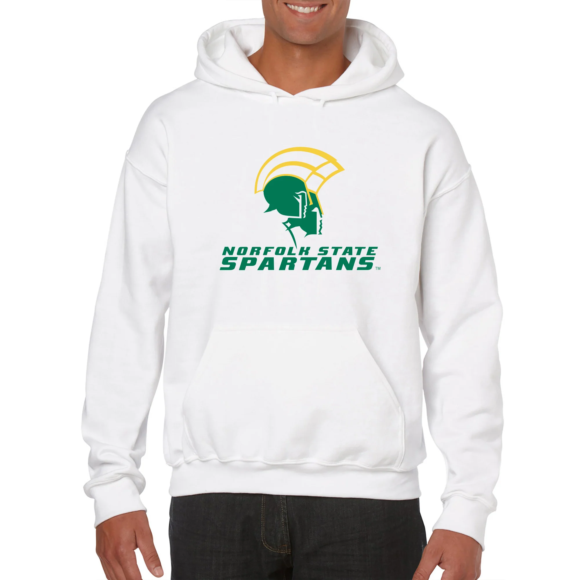 Norfolk State University Spartans Primary Logo Heavy Blend Hoodie - White - Image 3