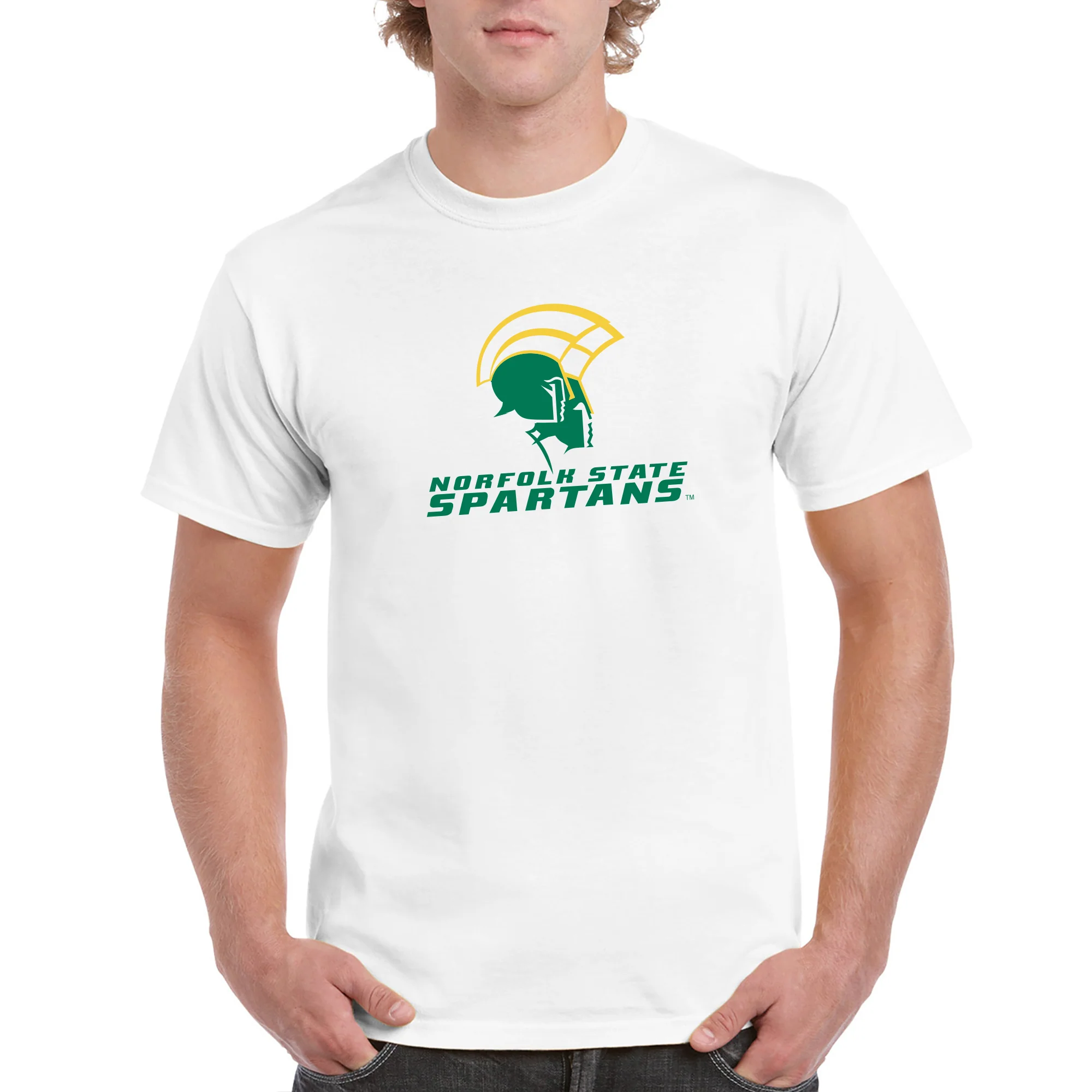 Norfolk State University Spartans Primary Logo Short Sleeve T Shirt - White - Image 3