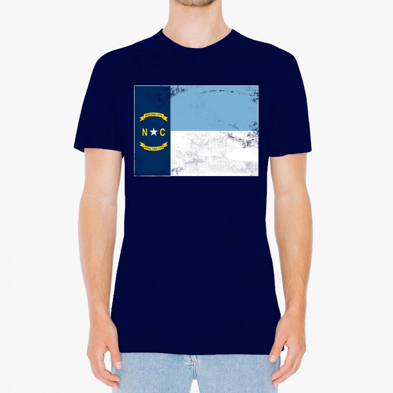 North Carolina State Flag Carolina Blue Stripe - Vintage Navy - Image 3