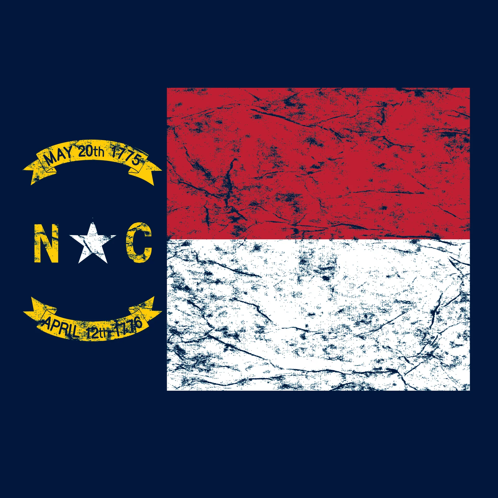 North Carolina State Flag NLA T-Shirt - Midnight Navy - Image 2