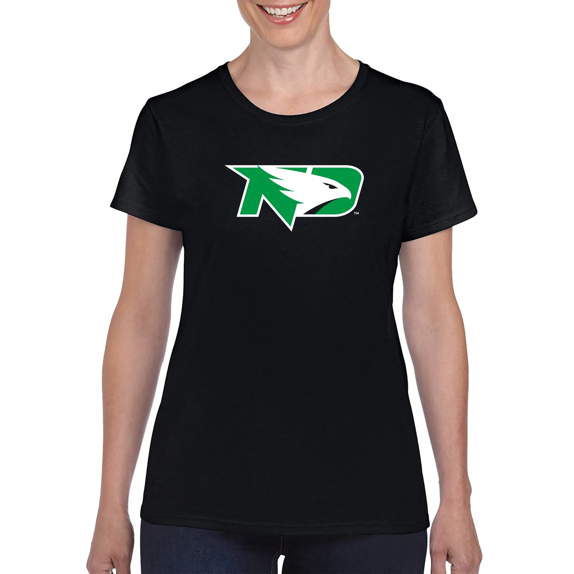 North Dakota Primary Logo Womens T-Shirt - Black - Image 3