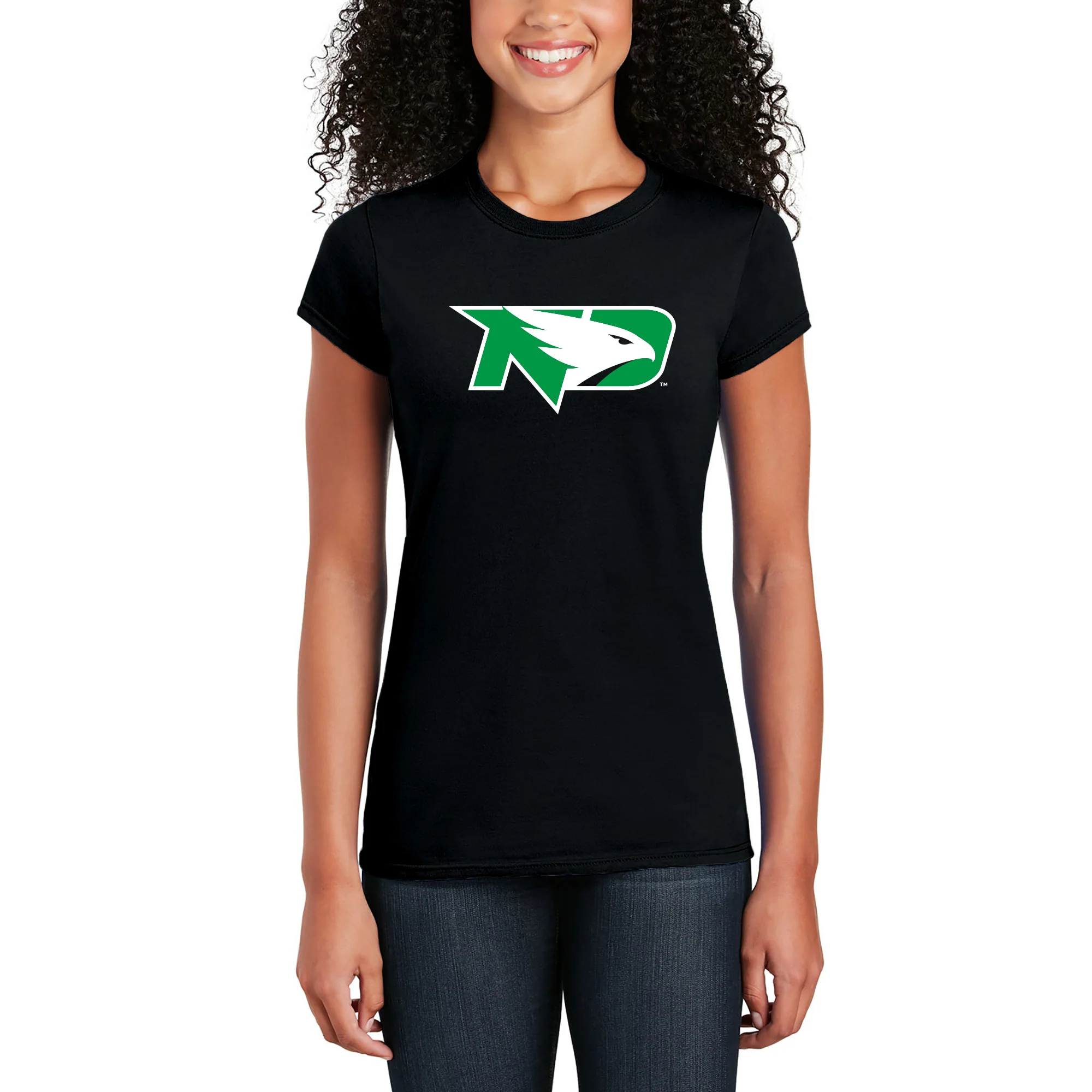 North Dakota Primary Logo Womens T-Shirt - Black - Image 4