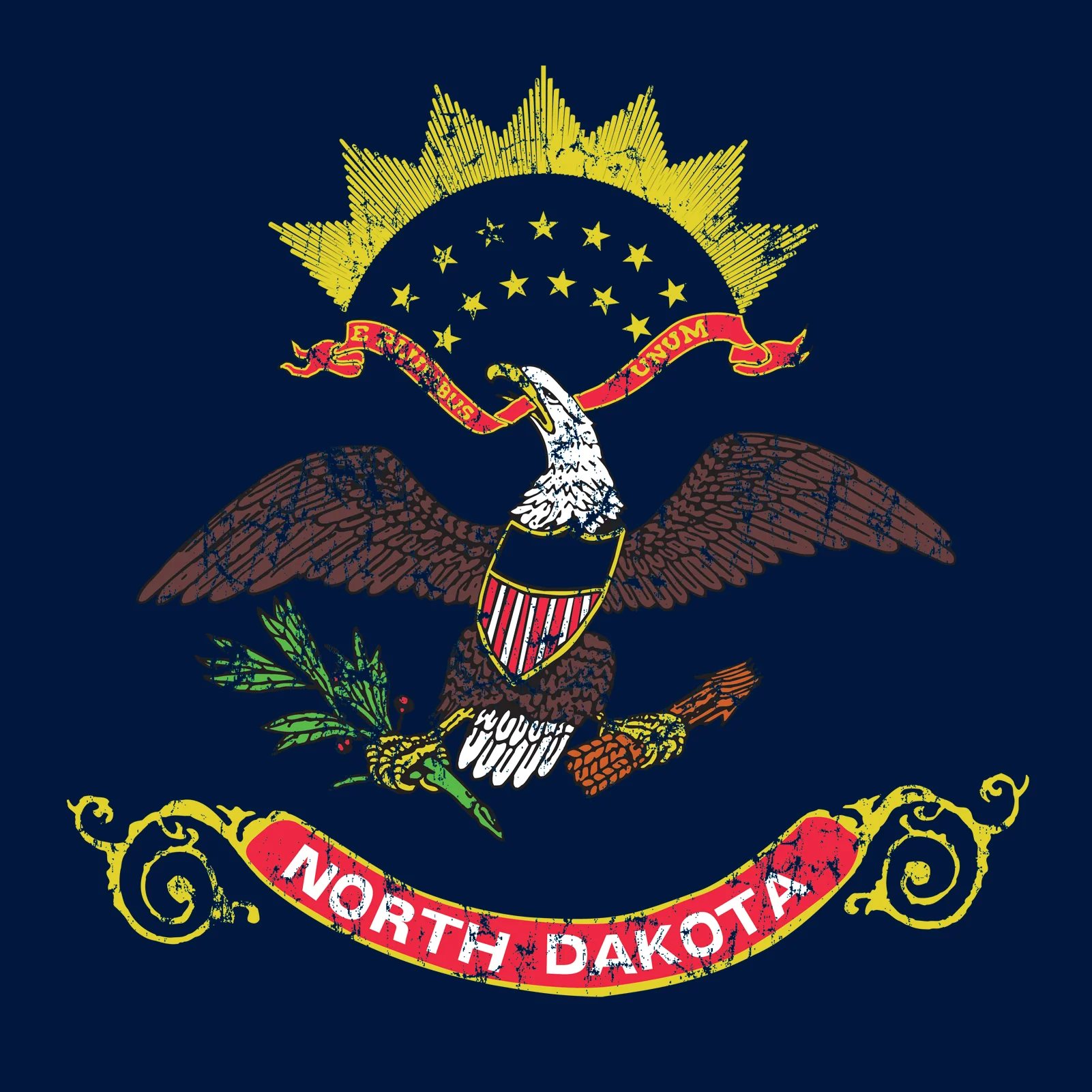 North Dakota State Flag NLA T-Shirt - Midnight Navy - Image 2