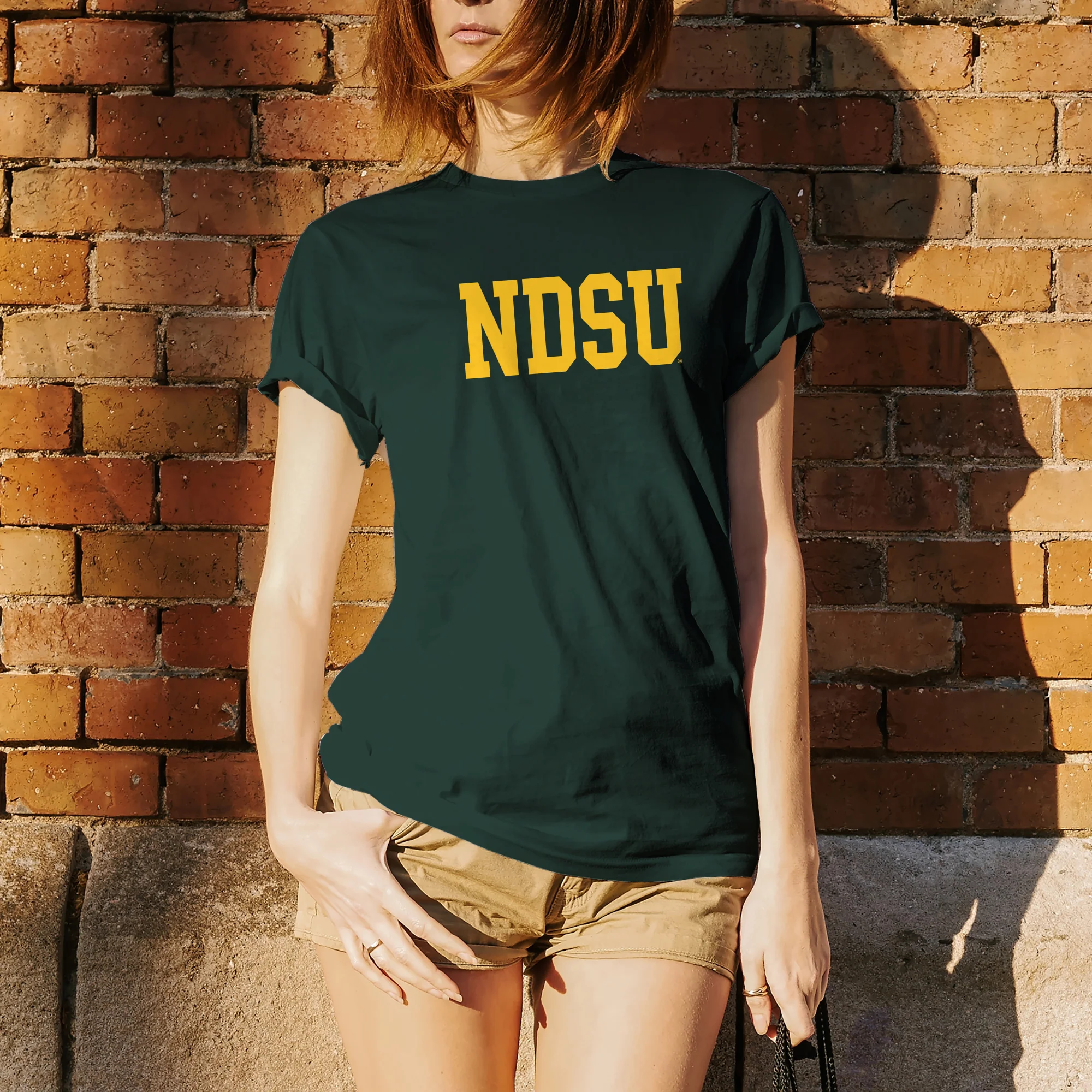 North Dakota State University Bison Basic Block Short Sleeve T Shirt - Forest - Image 4