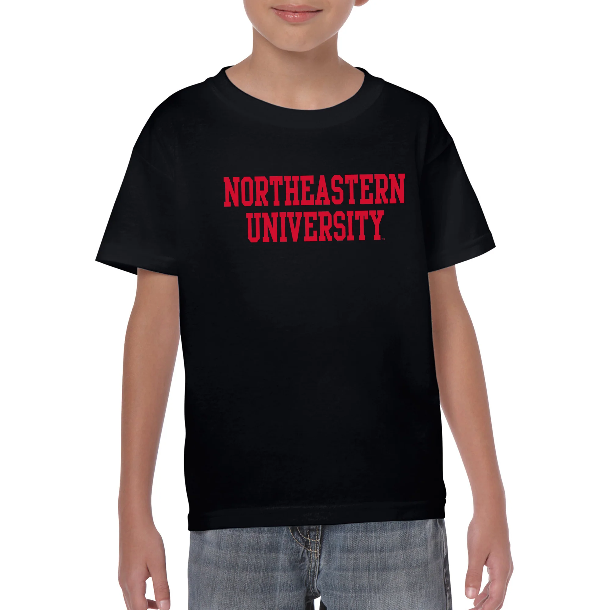 Northeastern University Basic Block Youth T-Shirt - Black - Image 3