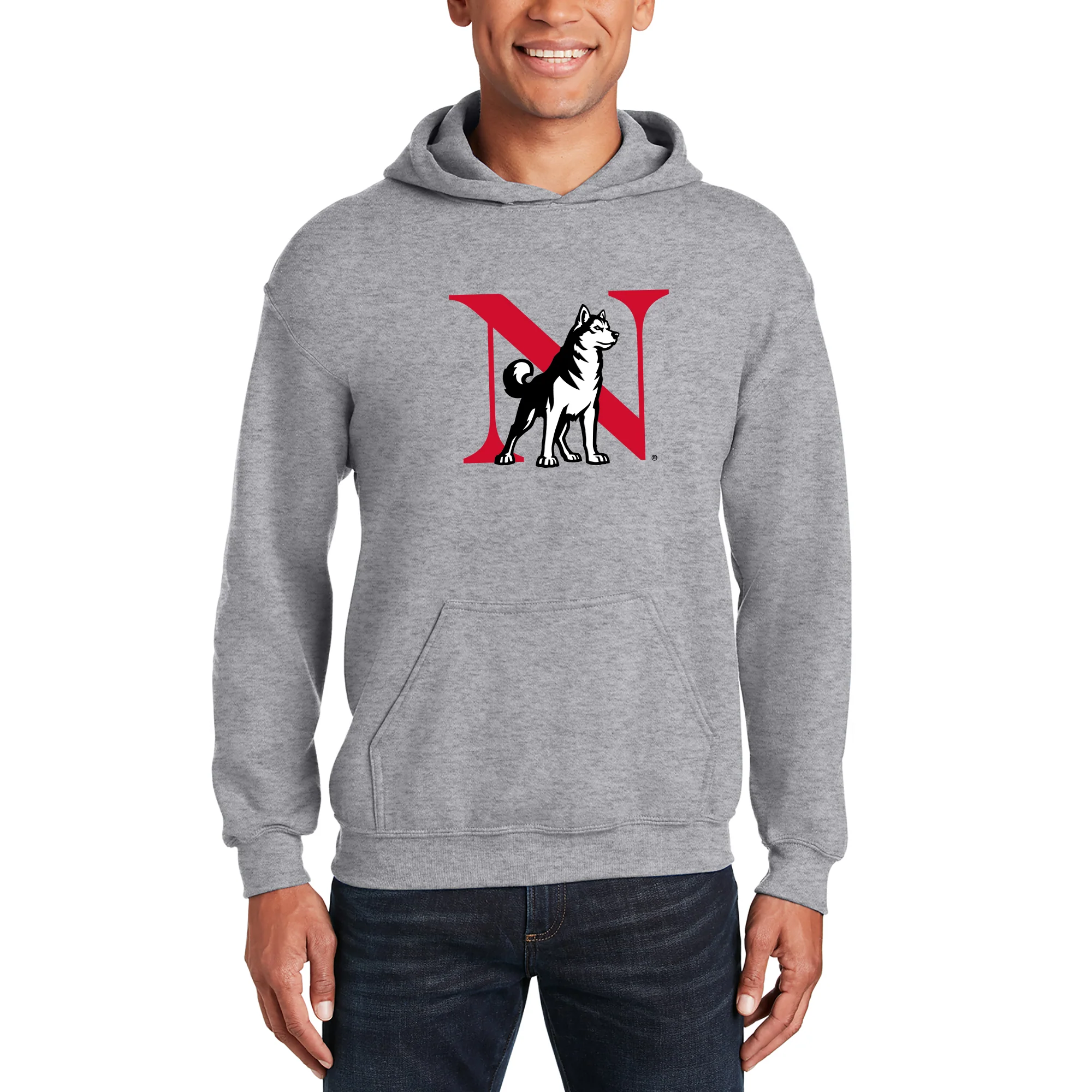 Northeastern University Primary Logo Hoodie - Sport Grey - Image 3