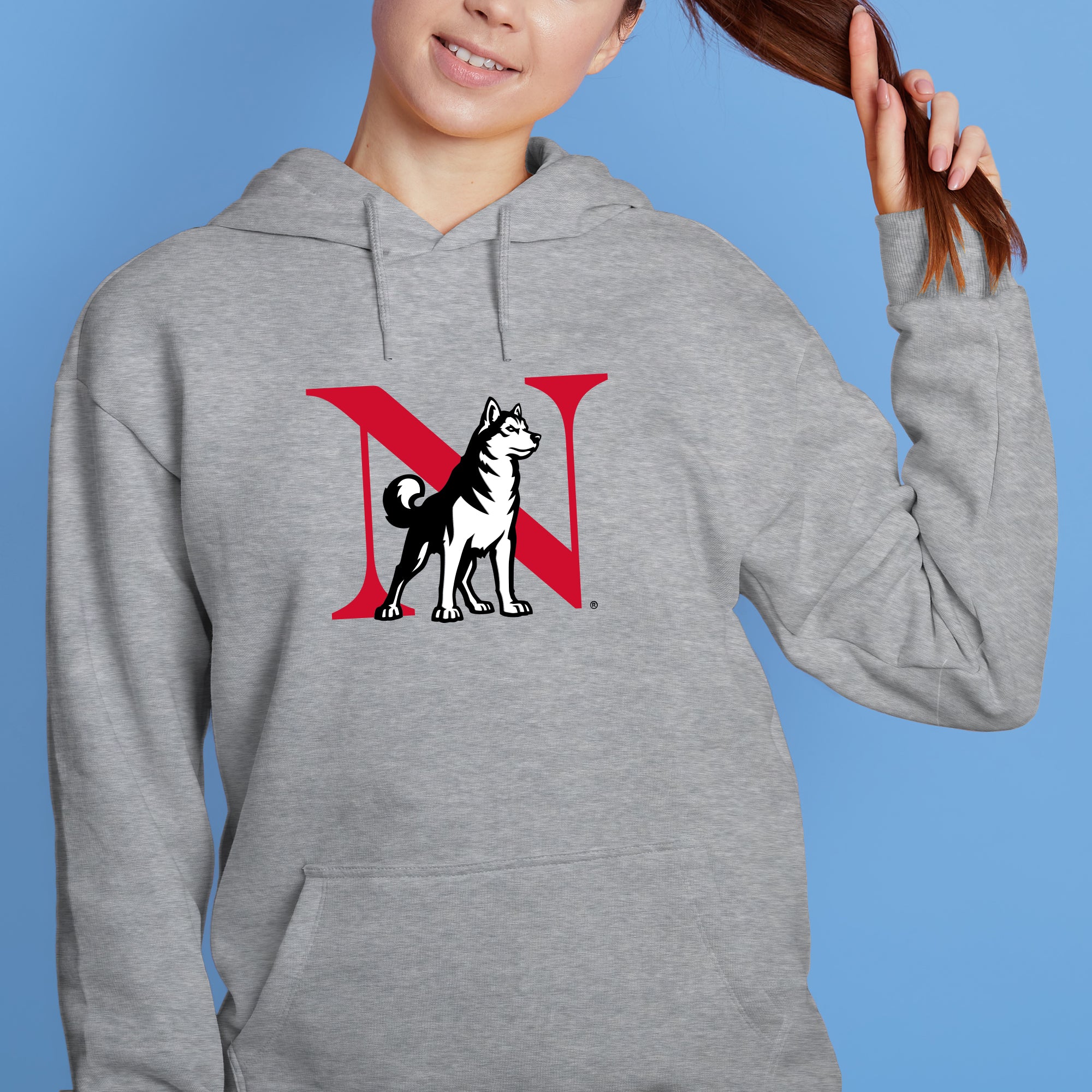 Northeastern University Primary Logo Hoodie - Sport Grey - Image 4