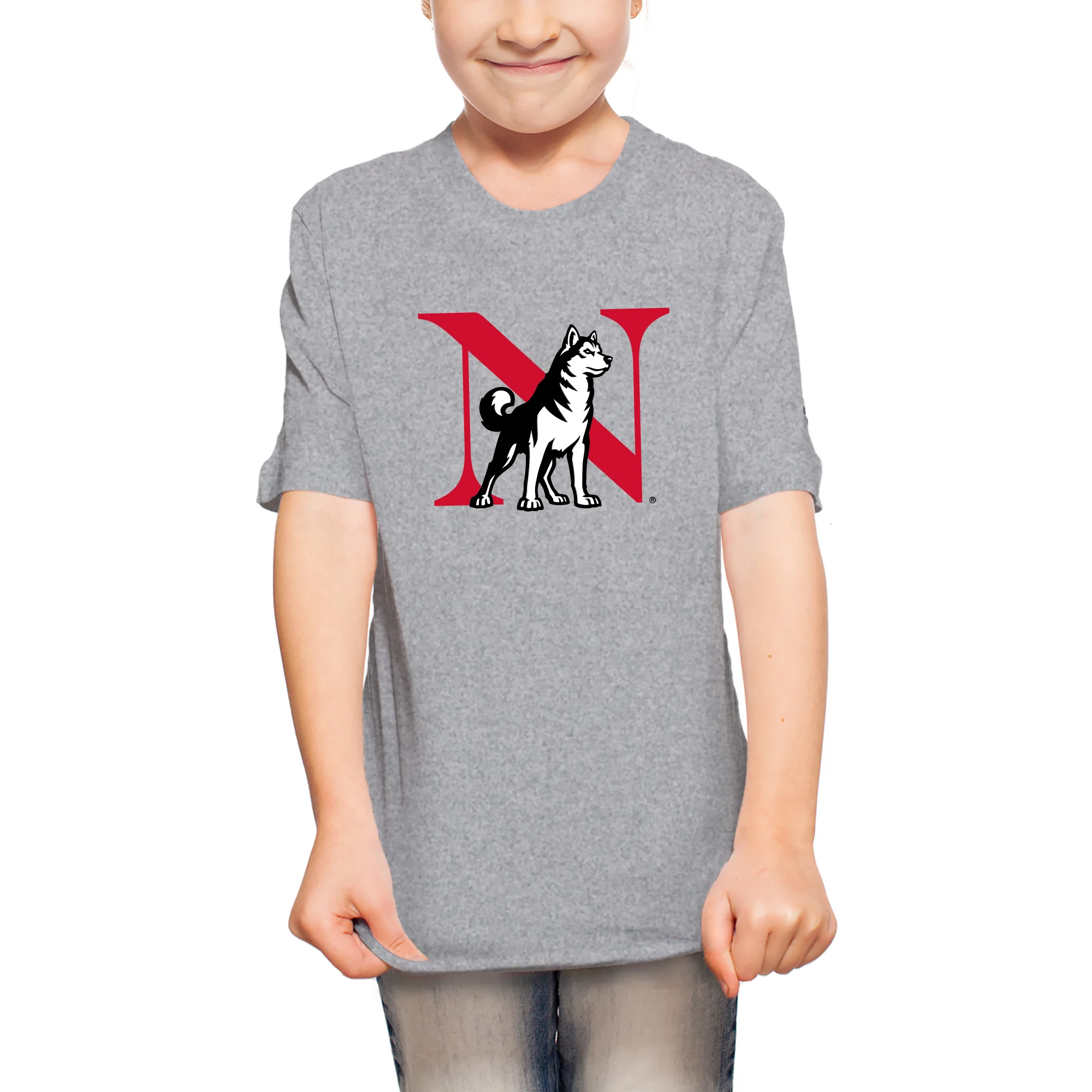 Northeastern University Primary Logo Youth T-Shirt - Sport Grey - Image 4