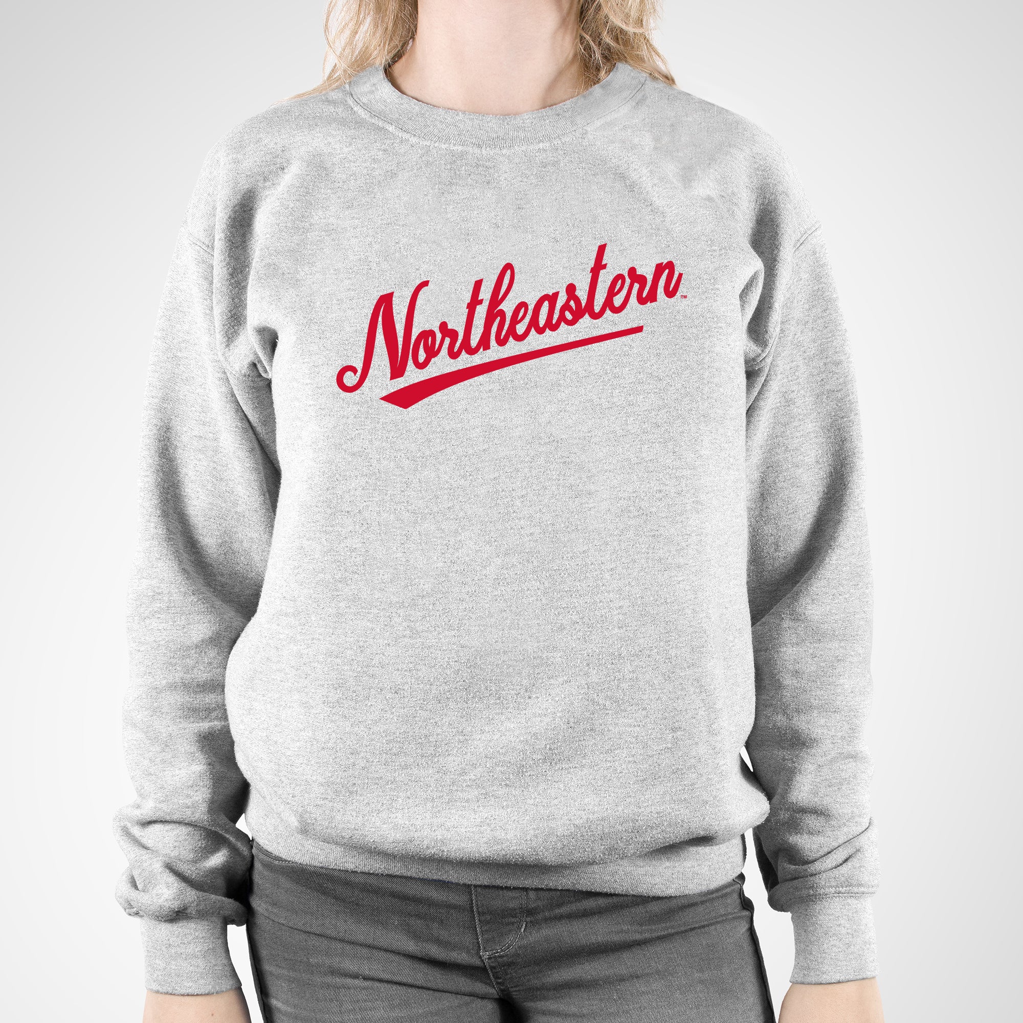 Northeastern University Script Logo Crewneck - Sport Grey - Image 4